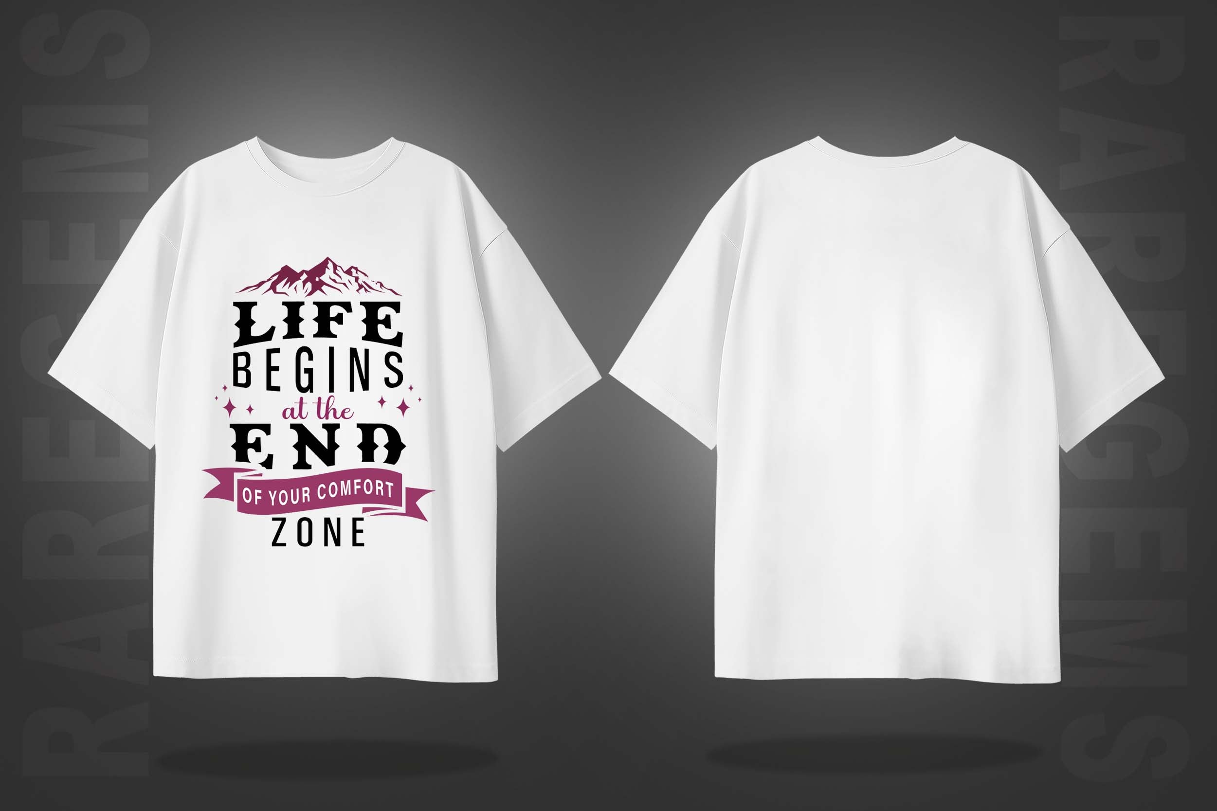 White Half Sleeves Round Neck Motivational Quote On Life Printed Oversized T-Shirt