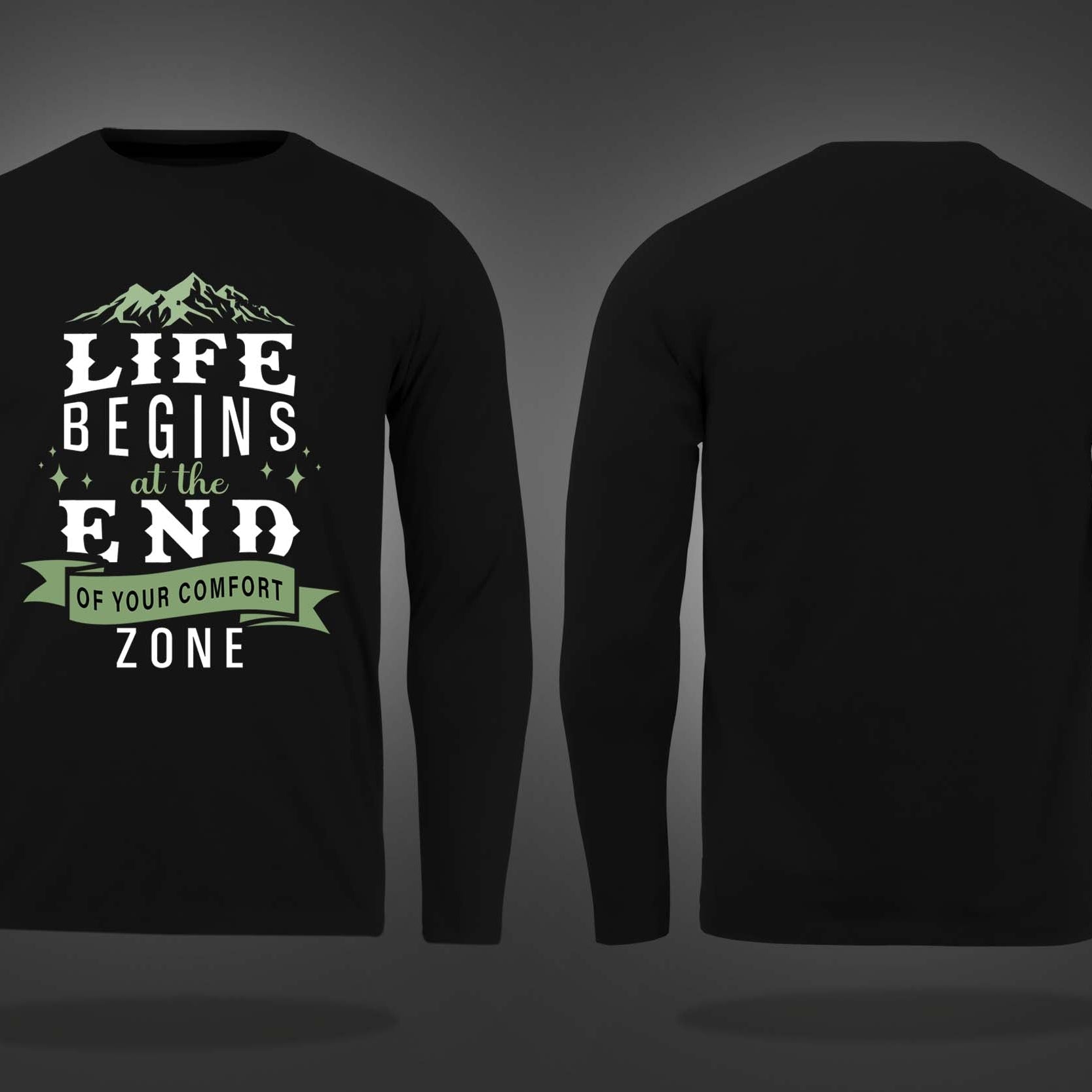 Black Round Neck Dream Motivational Quote On Life Printed Full Sleeves T-Shirt