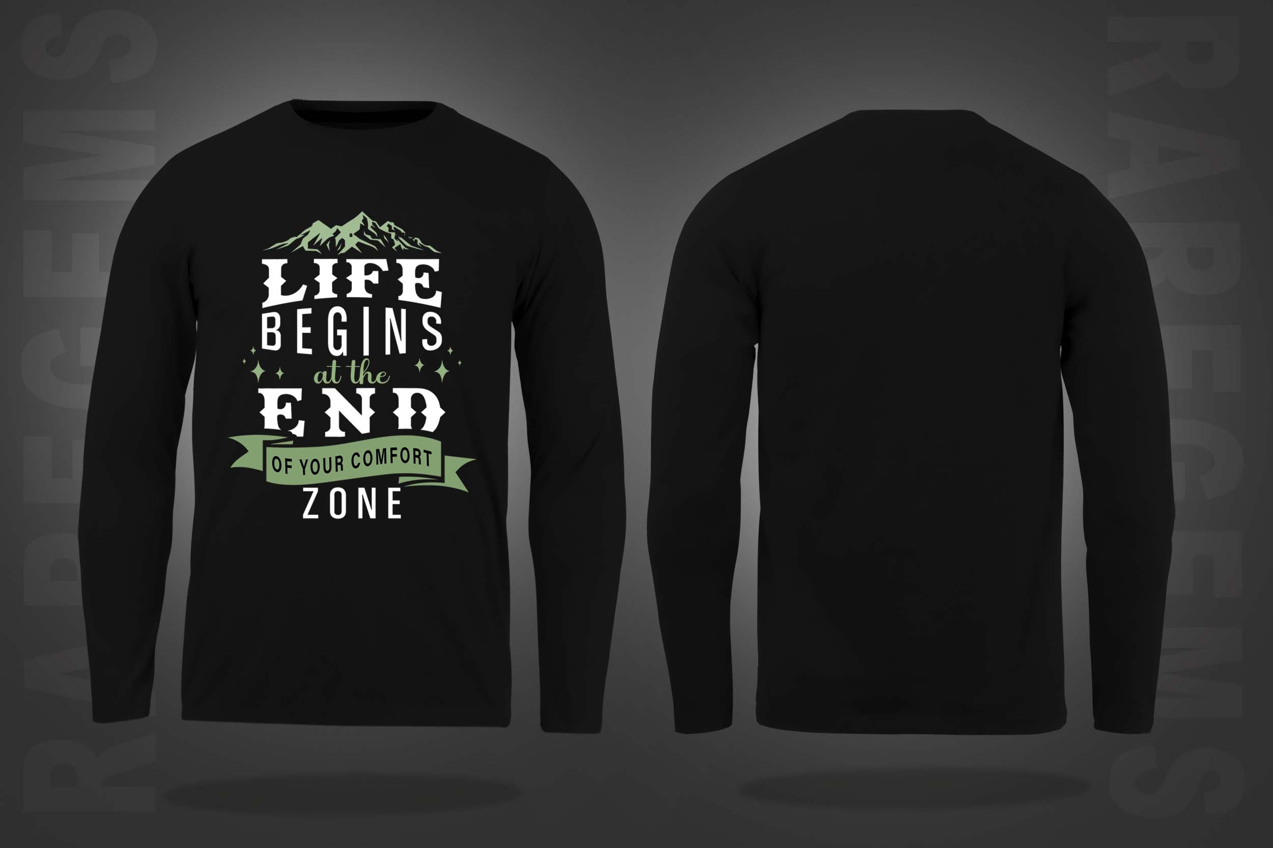 Black Round Neck Dream Motivational Quote On Life Printed Full Sleeves T-Shirt