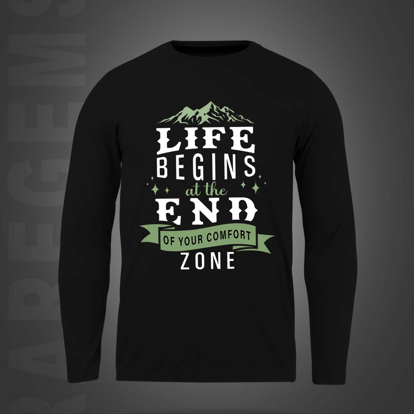 Black Round Neck Dream Motivational Quote On Life Printed Full Sleeves T-Shirt