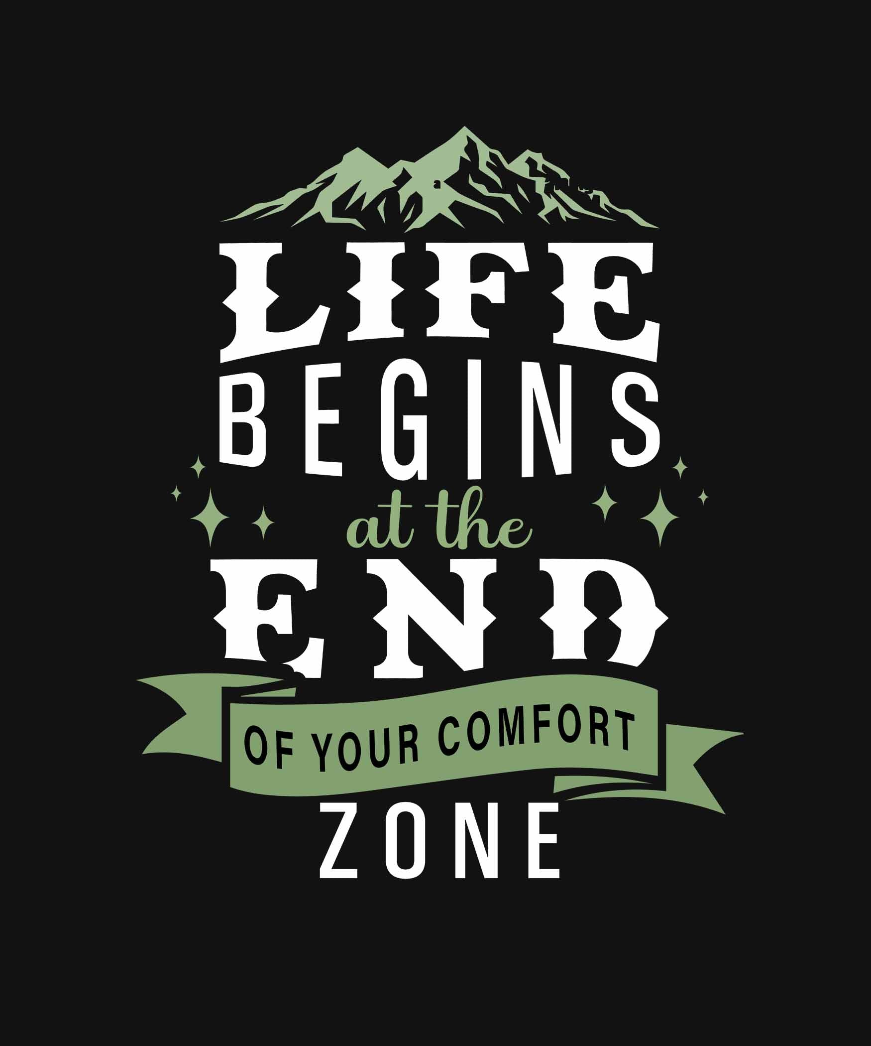 Black Round Neck Dream Motivational Quote On Life Printed Full Sleeves T-Shirt