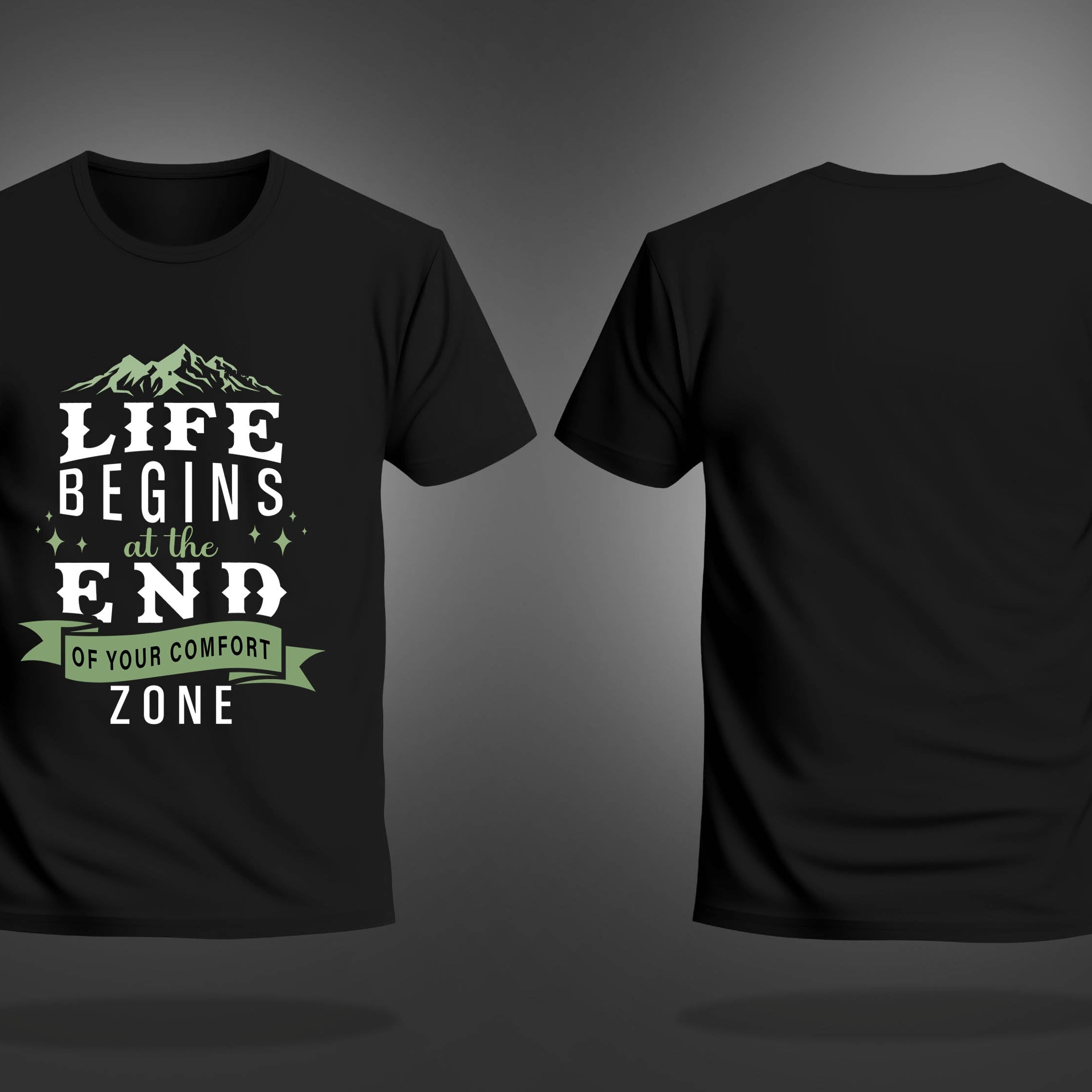Black Half Sleeves Round Neck Motivational Quote On Life Printed Regular T-Shirt