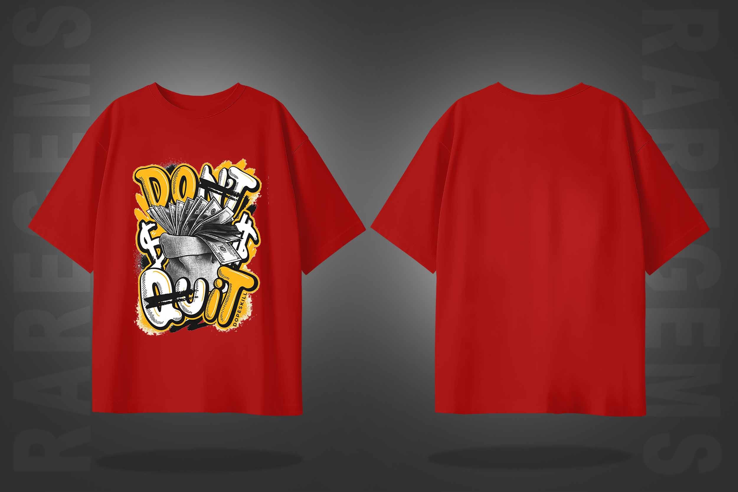 Red Half Sleeves Round Neck Don't Quit Do It Printed Oversized T-Shirt
