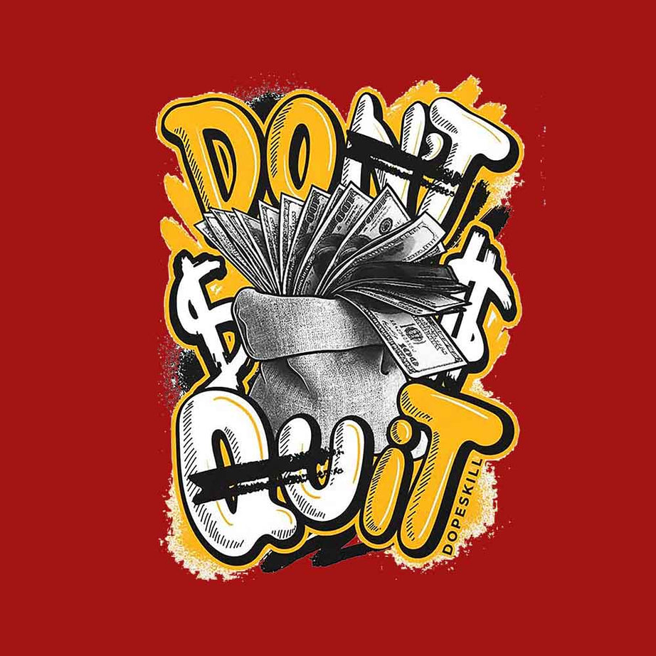 Red Round Neck Don't Quit Do It Printed Full Sleeves T-Shirt
