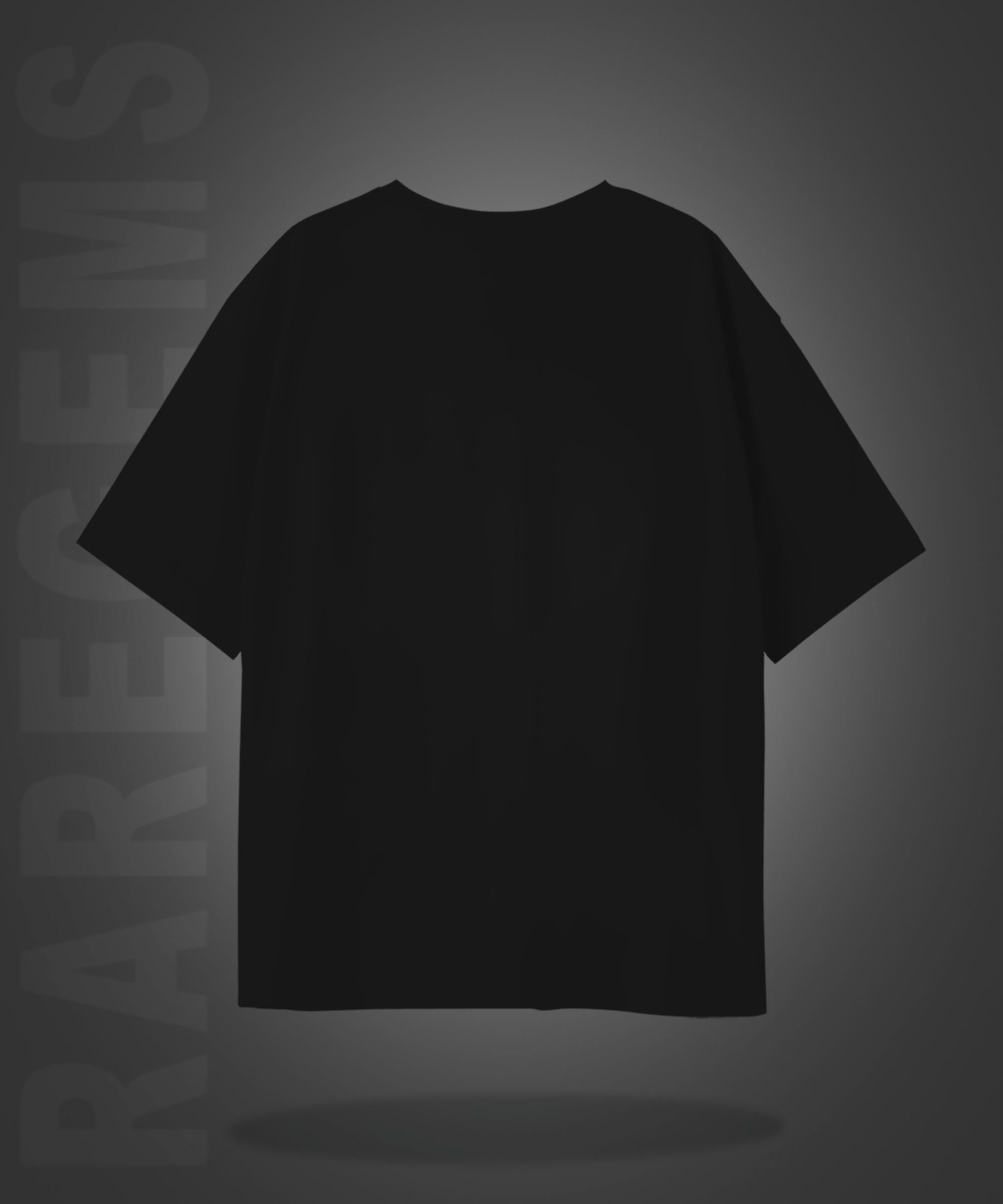 Black Half Sleeve Round Neck Think Positive Printed Oversized T-Shirt