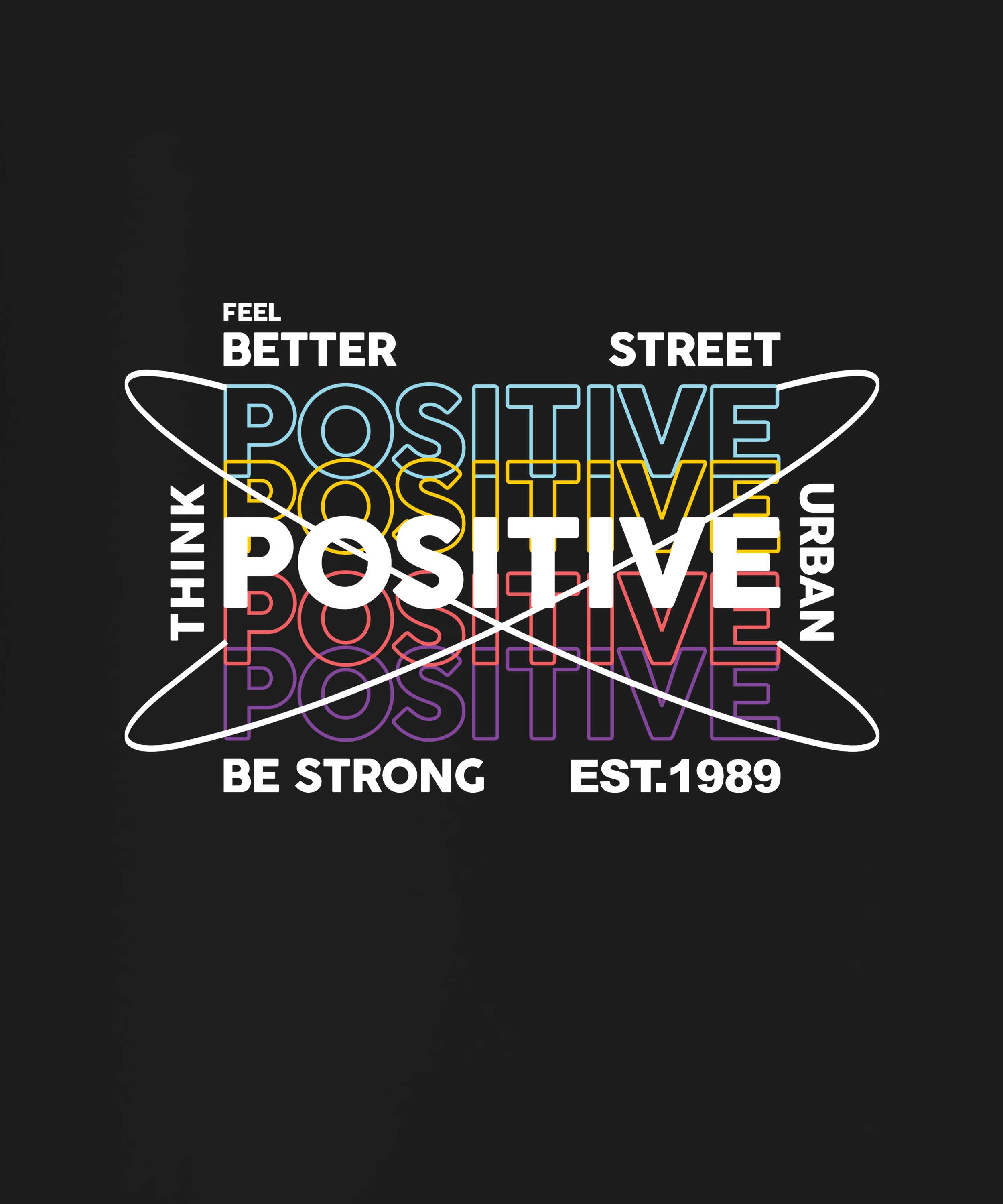 Black Round Neck Half Sleeve Think Positive Printed Regular T-Shirt
