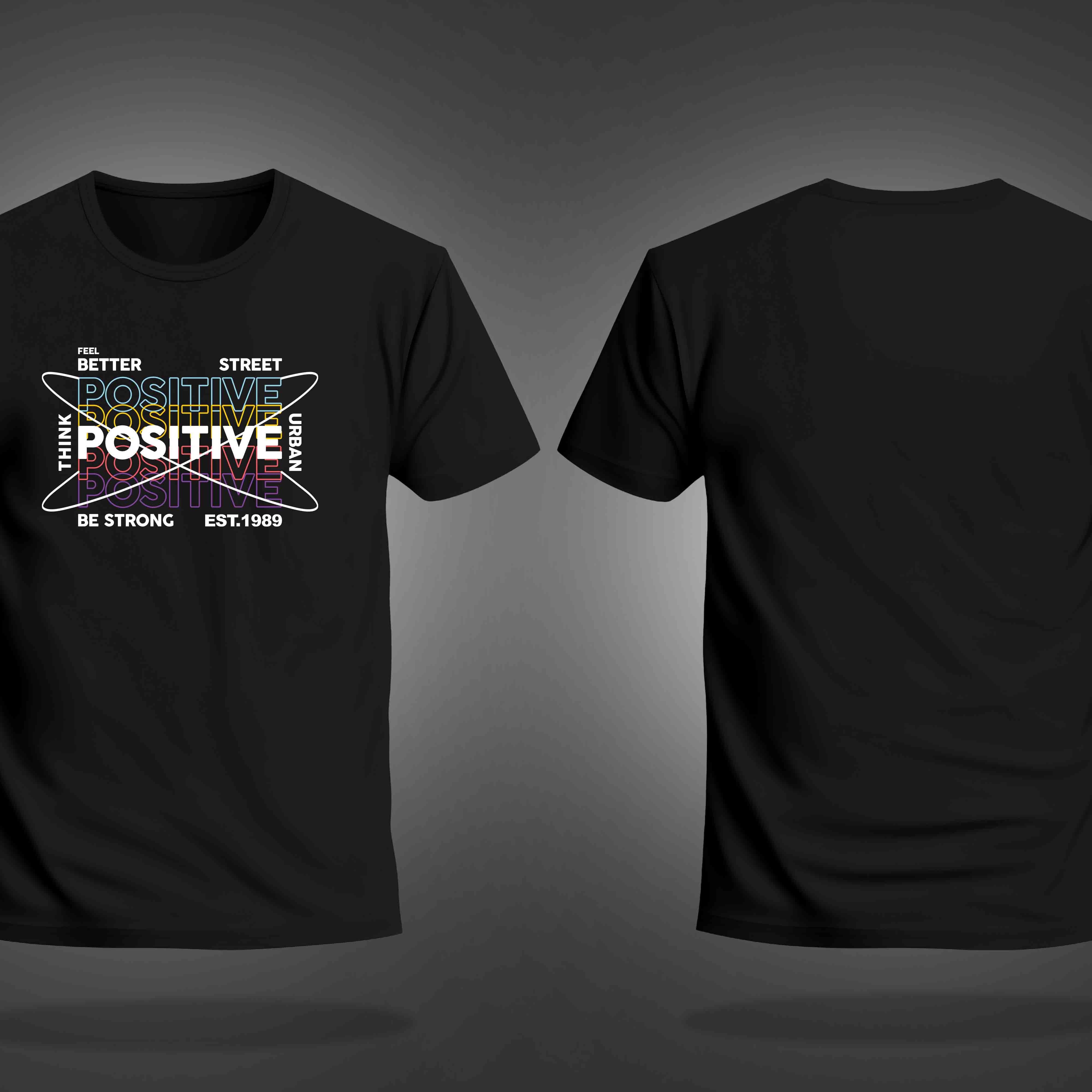 Black Round Neck Half Sleeve Think Positive Printed Regular T-Shirt