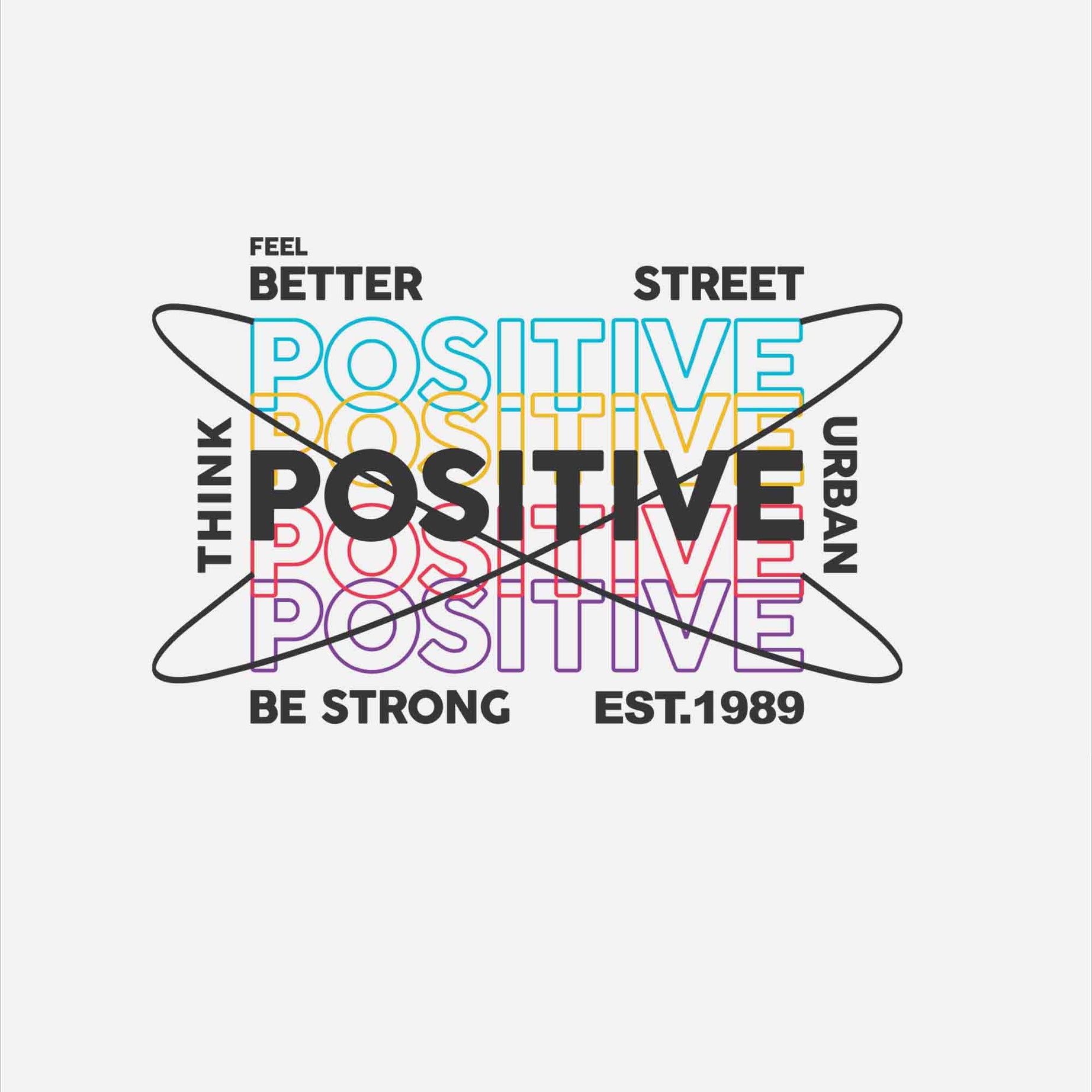 White Round Neck Think Positive Printed Full Sleeves T-Shirt