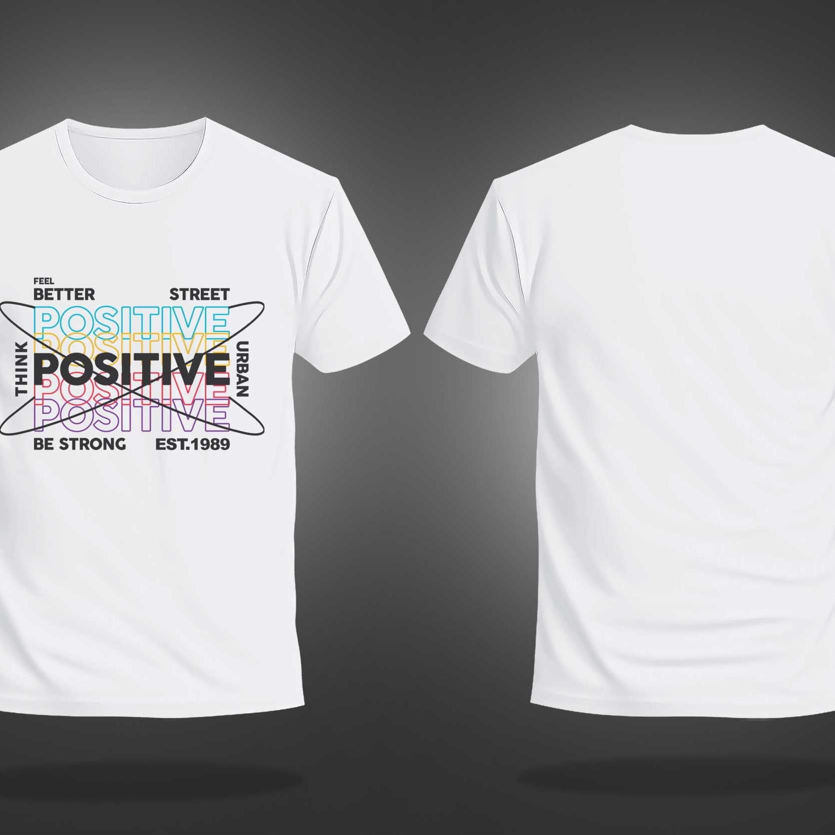 White Round Neck Half Sleeves Think Positive Printed Regular T-Shirt