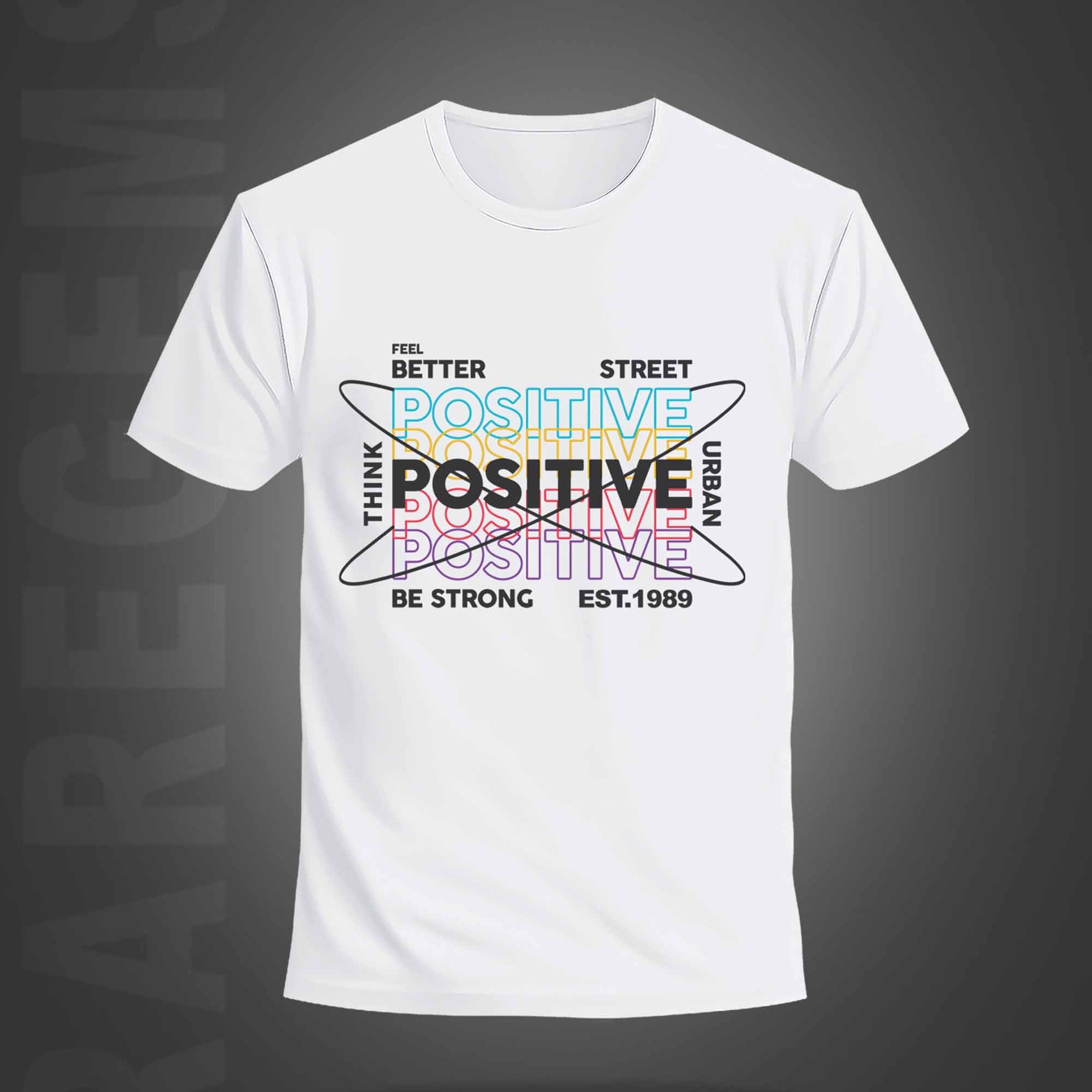 White Round Neck Half Sleeves Think Positive Printed Regular T-Shirt