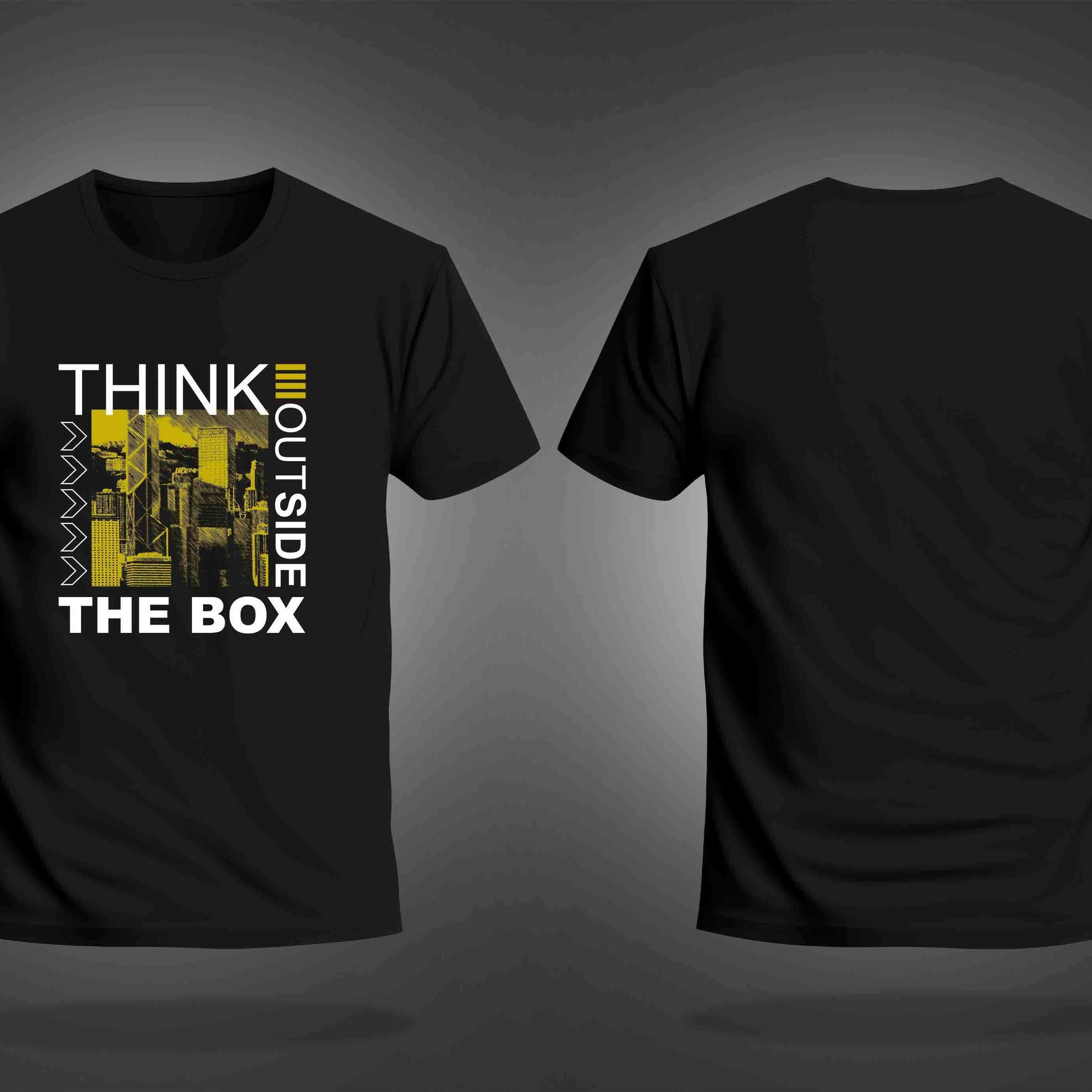 Black Round Neck Half Sleeve Think Outside The Box Printed Regular T-Shirt