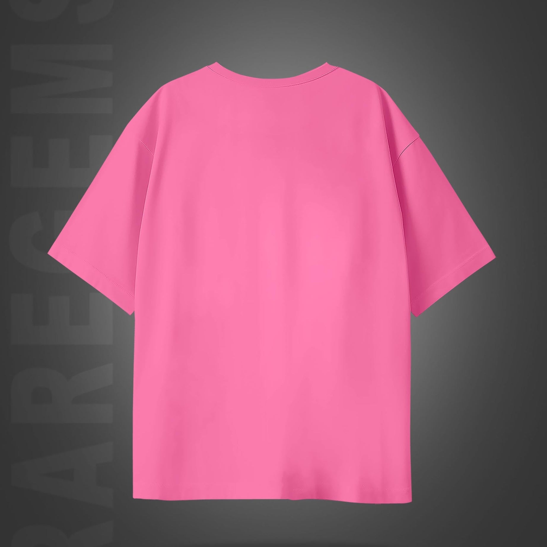 Pink Half Sleeve Round Neck Pocket Cats Printed Oversized T-Shirt