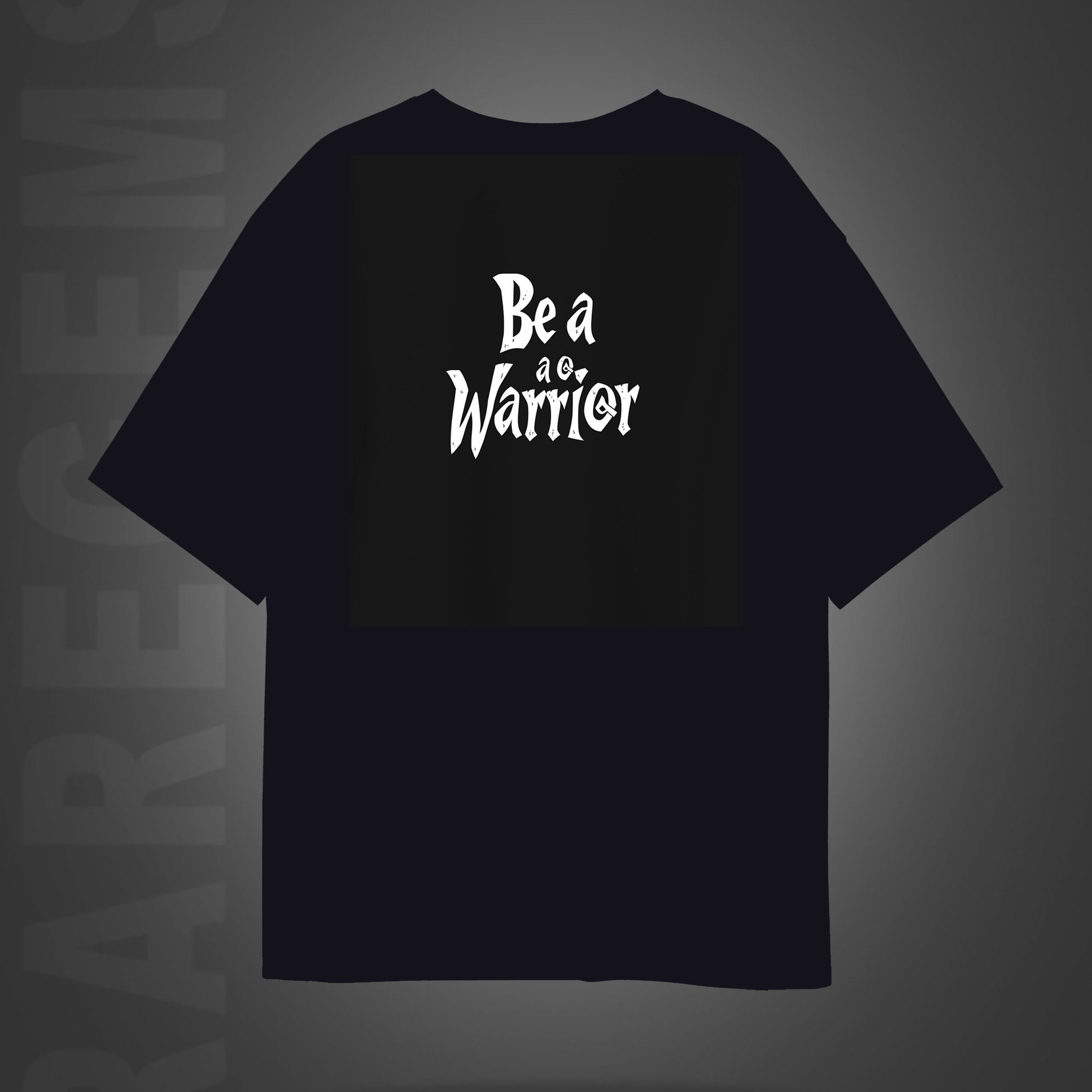 Black Half Sleeves Be A Warrior Printed Oversized T-Shirt