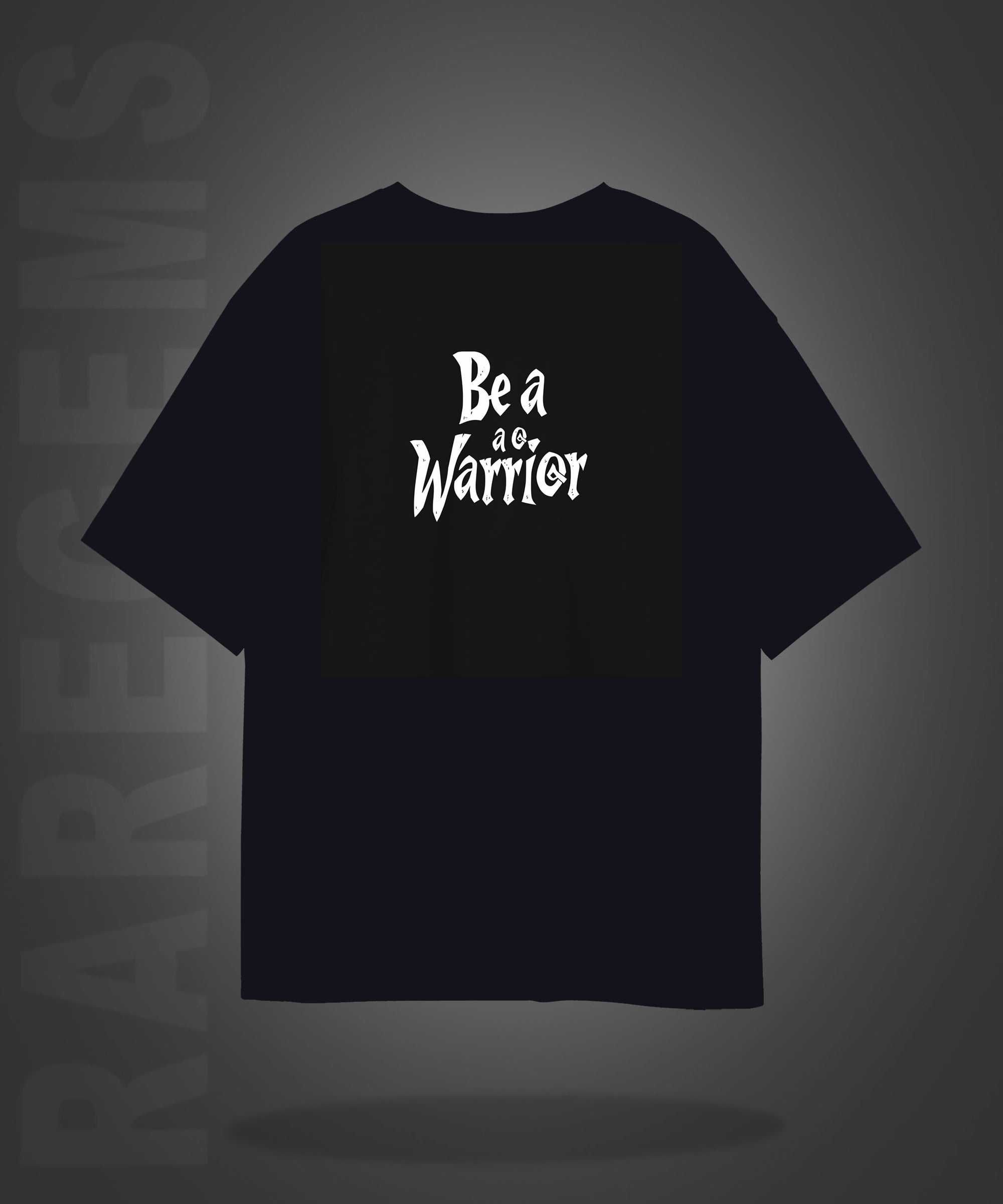 Black Half Sleeves Be A Warrior Printed Oversized T-Shirt