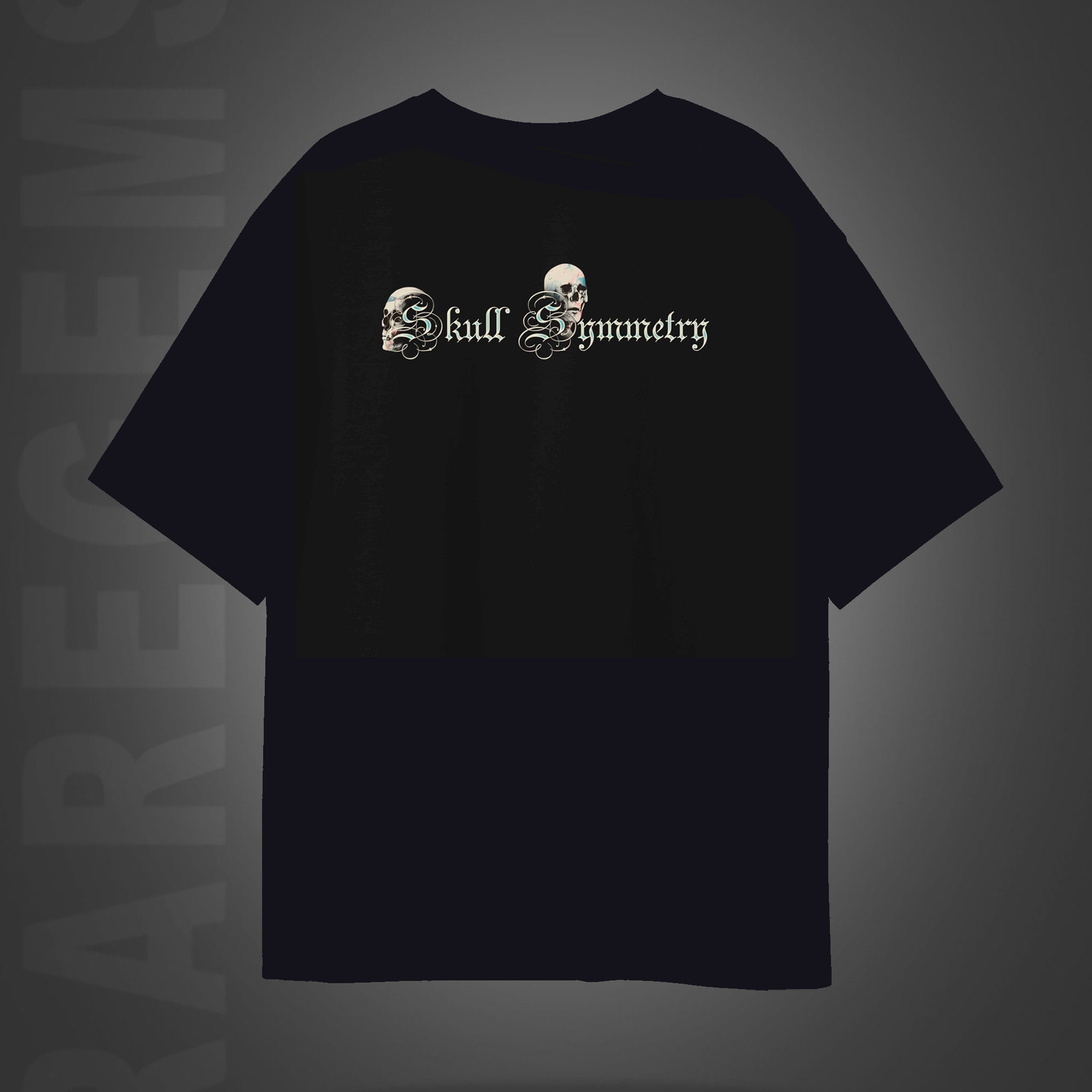 Black Half Sleeves Three Skulls Printed Oversized T-Shirt