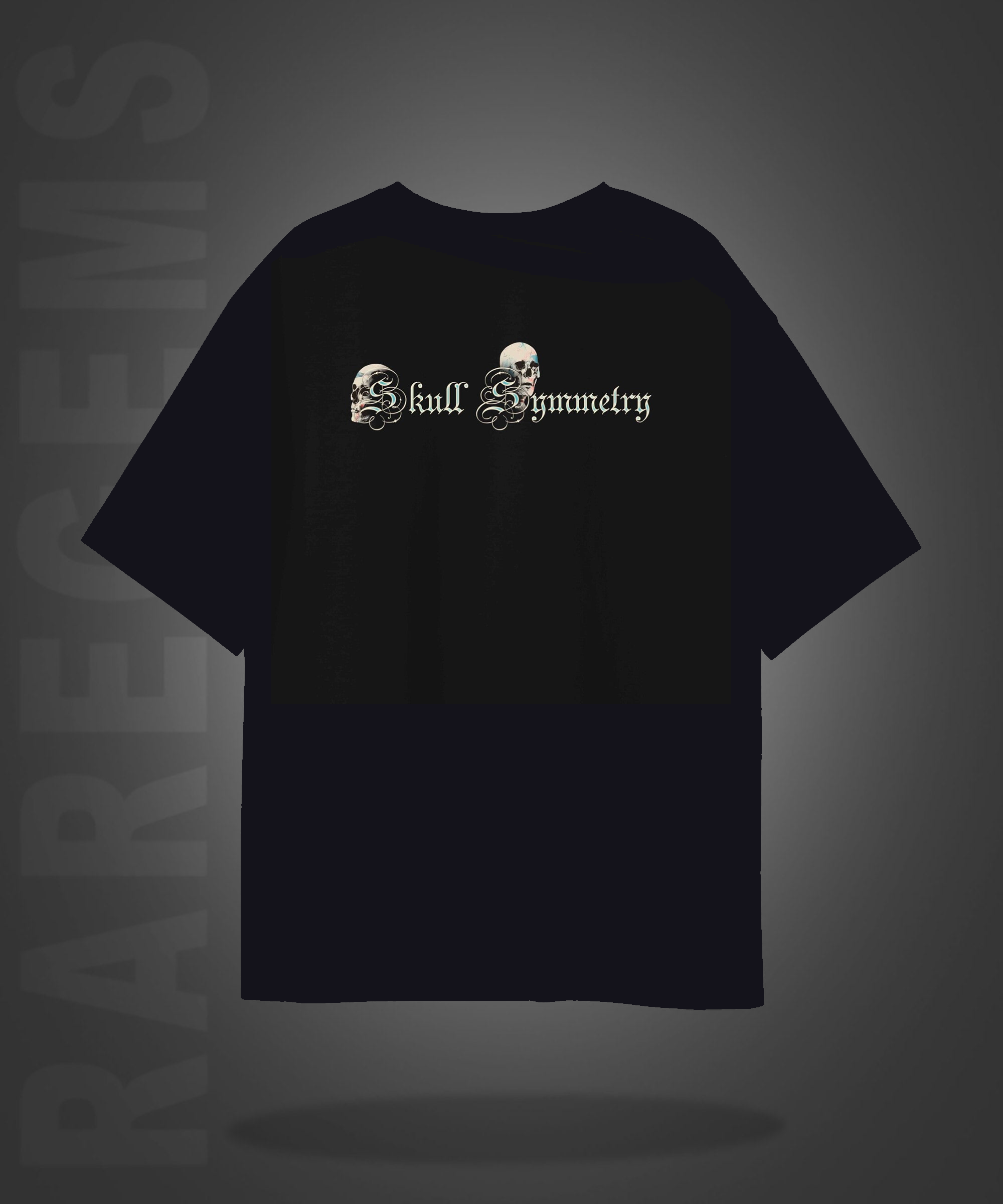 Black Half Sleeves Three Skulls Printed Oversized T-Shirt