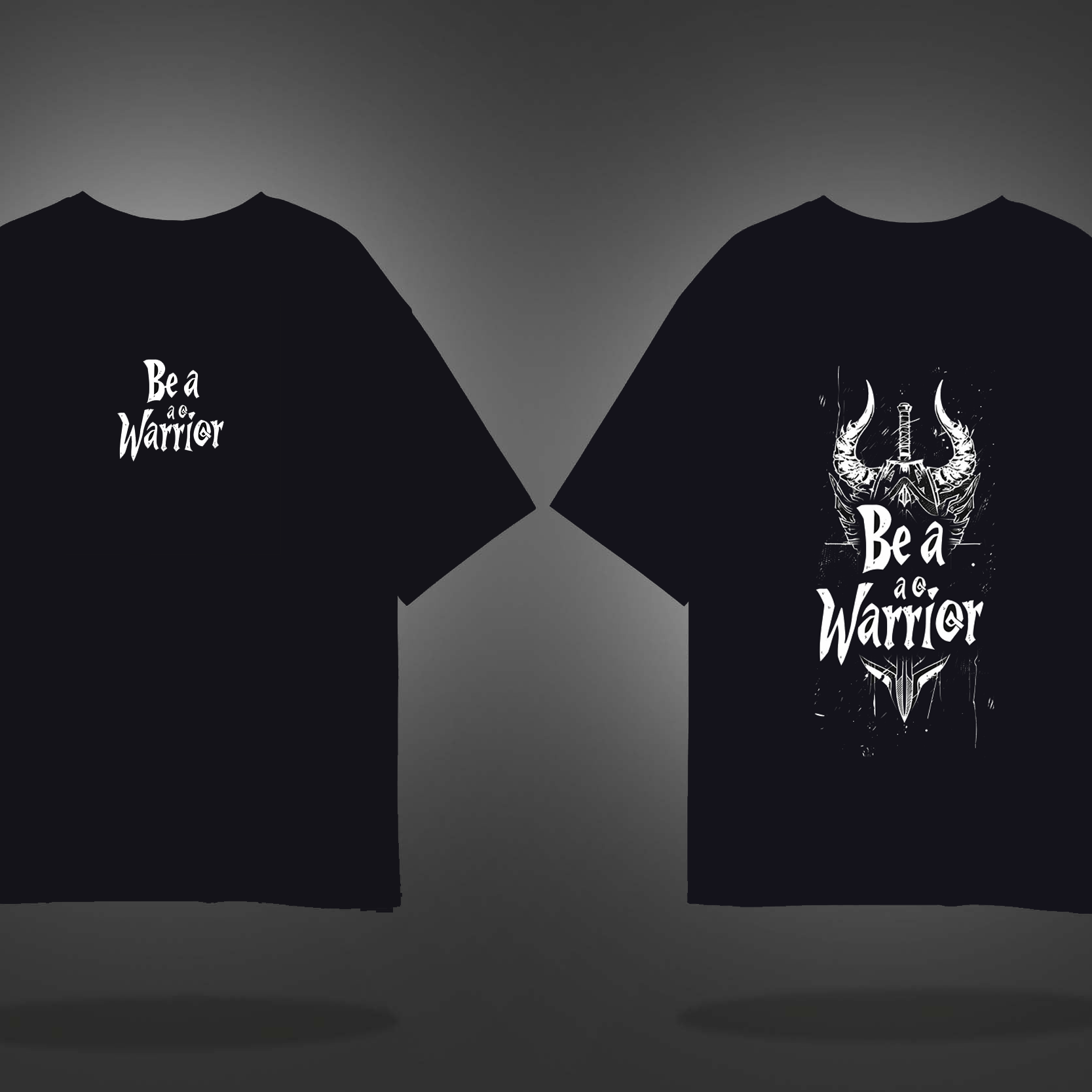 Black Half Sleeves Be A Warrior Printed Oversized T-Shirt