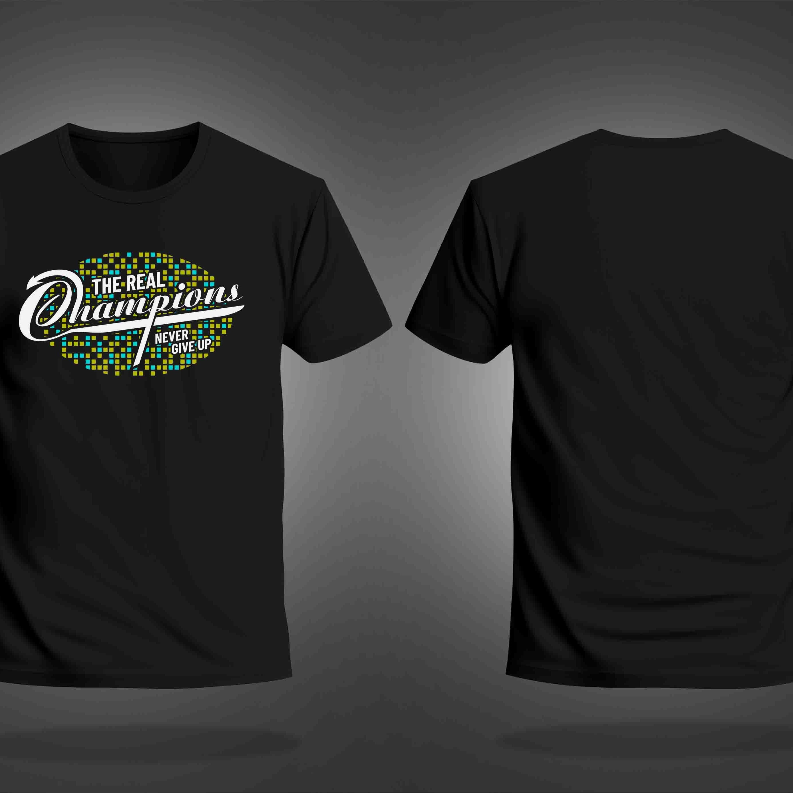 Black Half Sleeves Round Neck The Real Champion Printed Regular T-Shirt