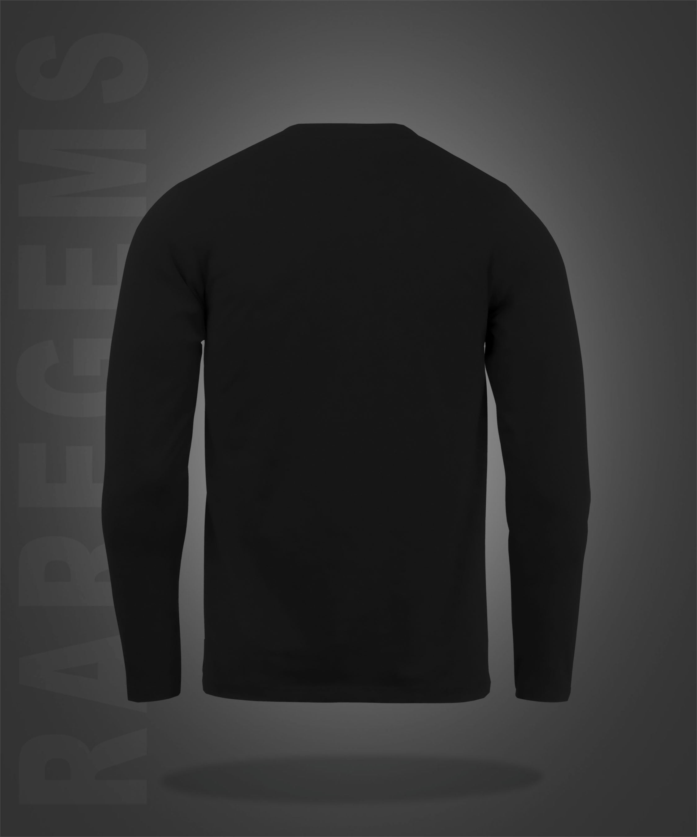 Black Round Neck The Real Champion Printed Full Sleeves T-Shirt
