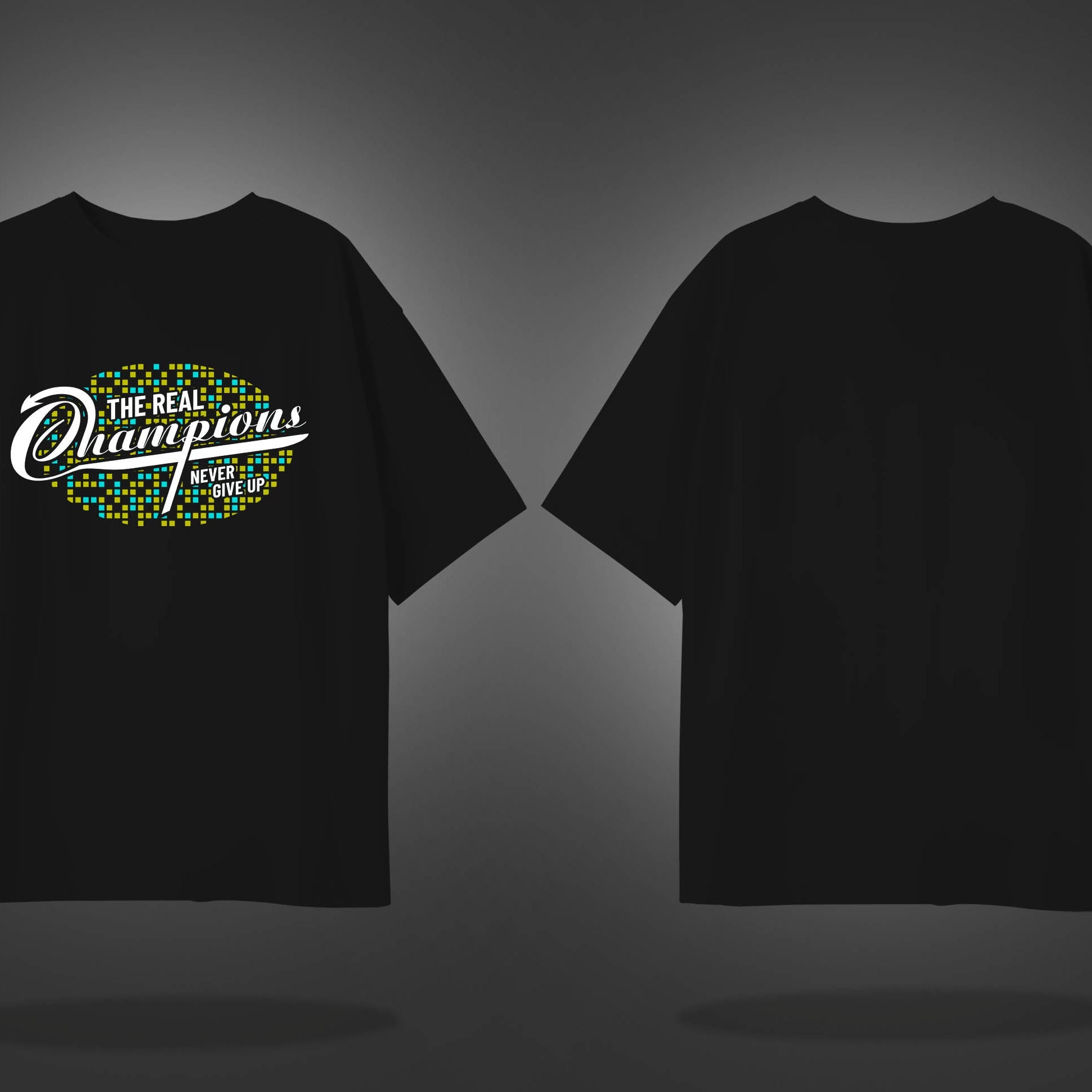 Black Half Sleeve Round Neck The Real Champion Printed Oversized T-Shirt