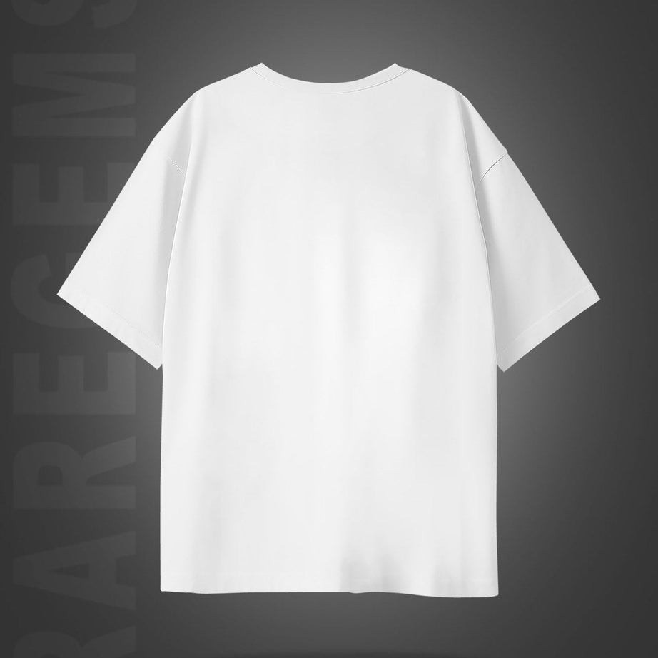 White Half Sleeve Round Neck Keep Smile Printed Oversized T-Shirt