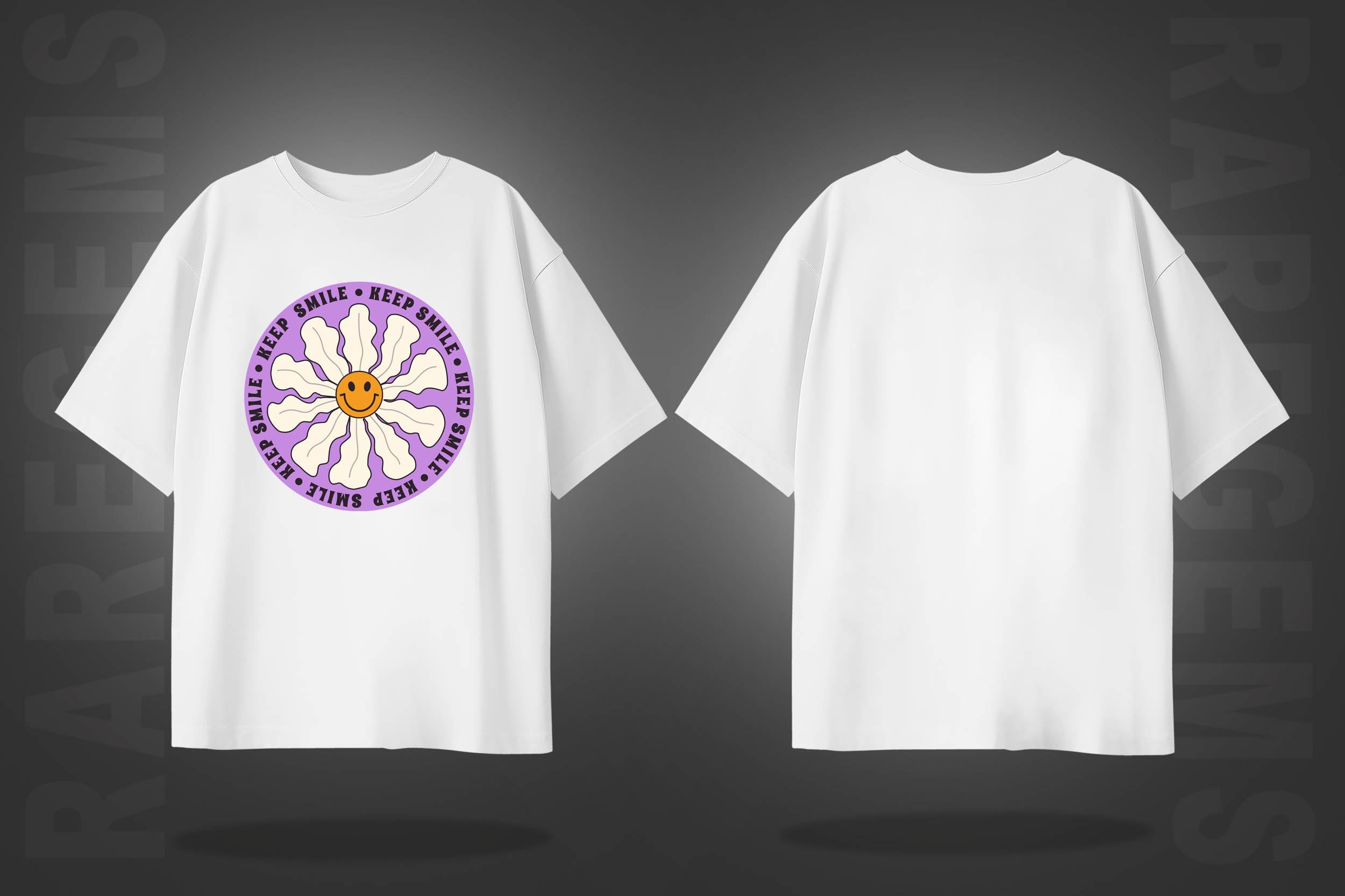 White Half Sleeve Round Neck Keep Smile Printed Oversized T-Shirt