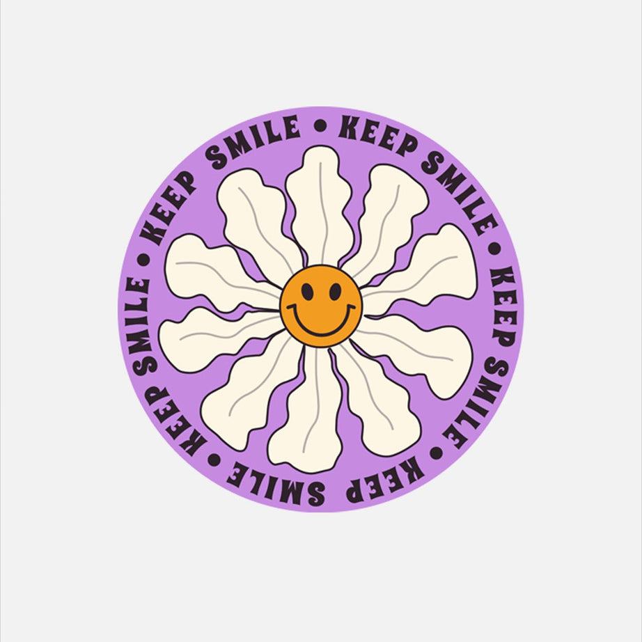 White Half Sleeve Round Neck Keep Smile Printed Oversized T-Shirt