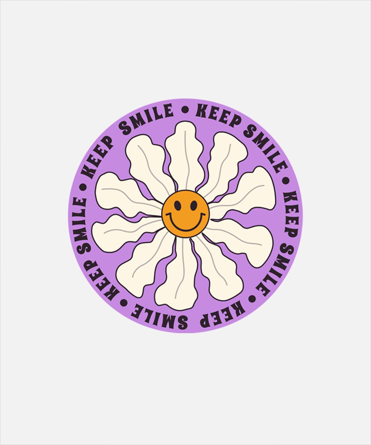 White Half Sleeve Round Neck Keep Smile Printed Oversized T-Shirt