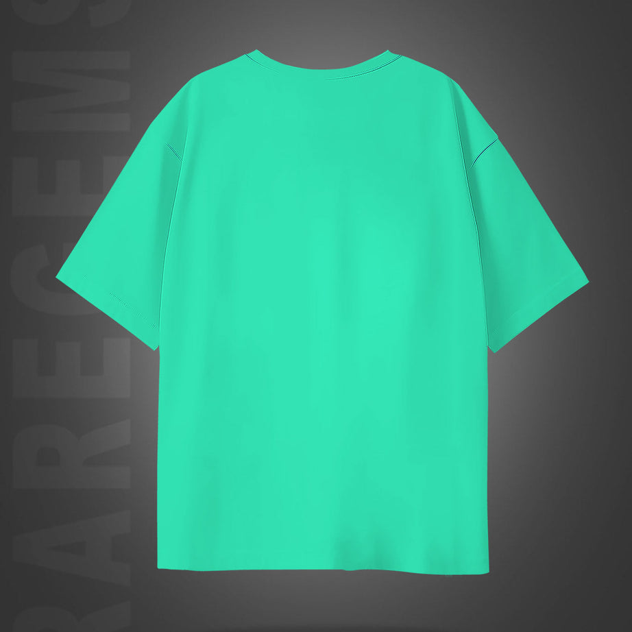 Mint Green Half Sleeve Round Neck Keep Smile Printed Oversized T-Shirt