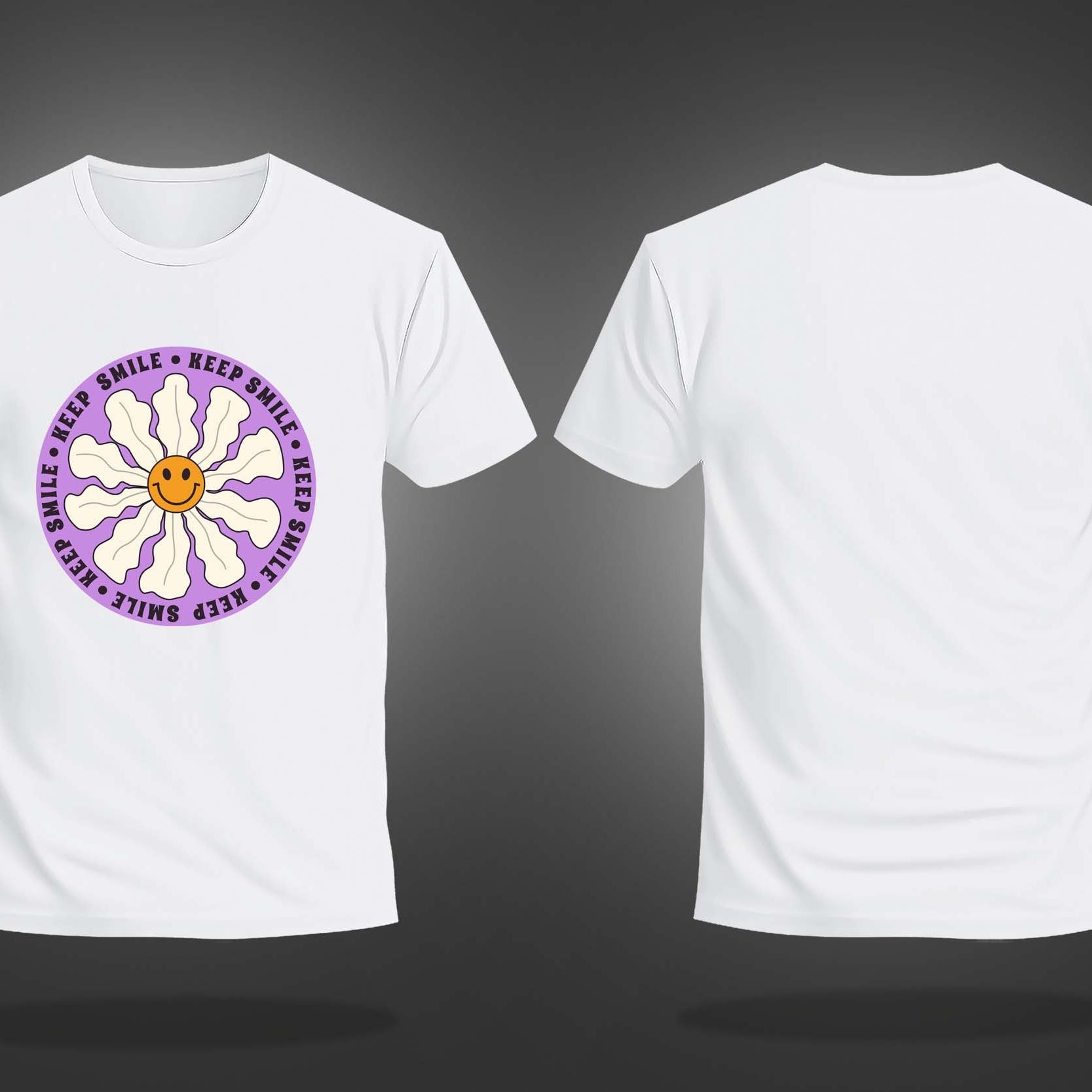 White Round Neck Half Sleeves Keep Smile Printed Regular T-Shirt