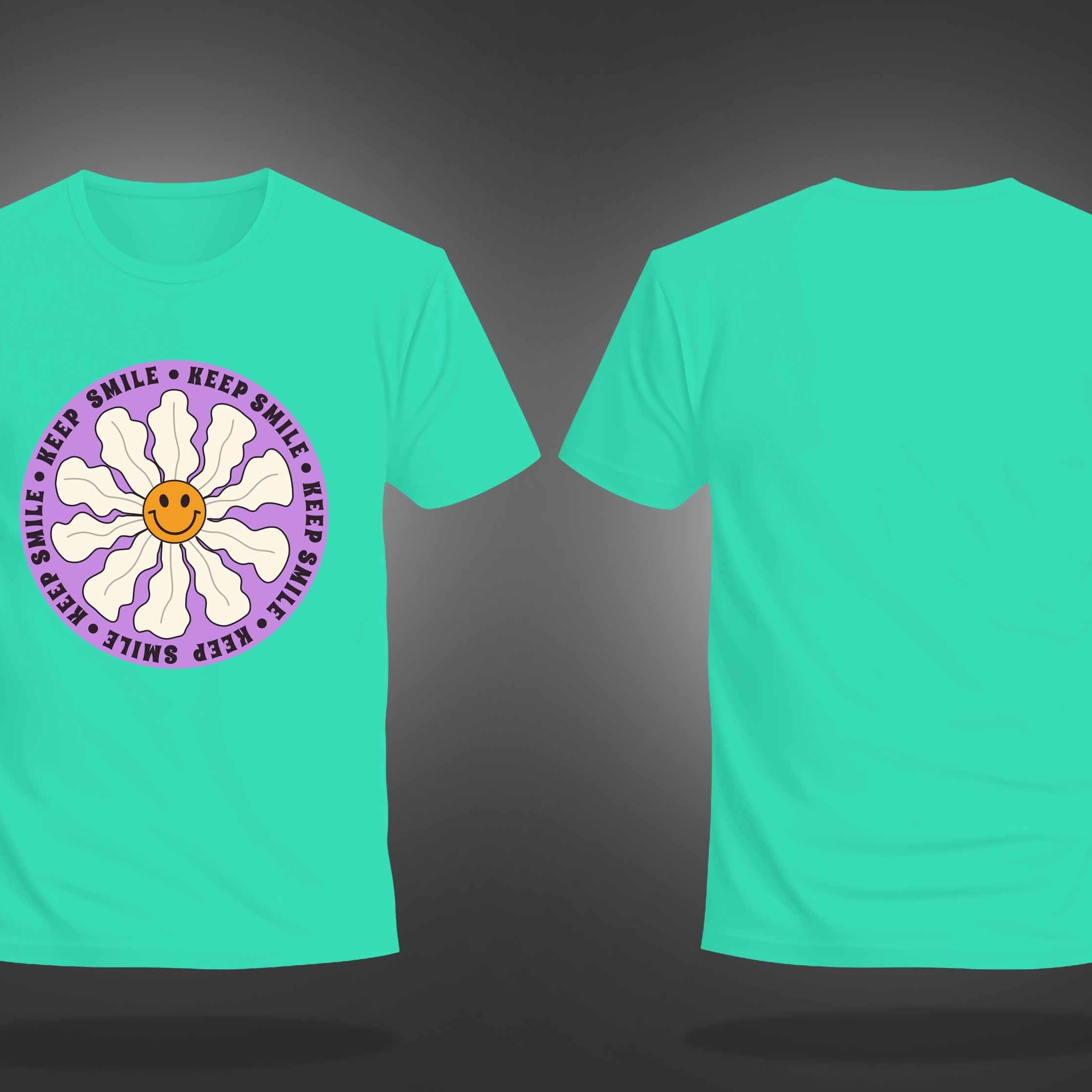 Mint Green Round Neck Half Sleeve Find Something Positive Printed Regular T-Shirt