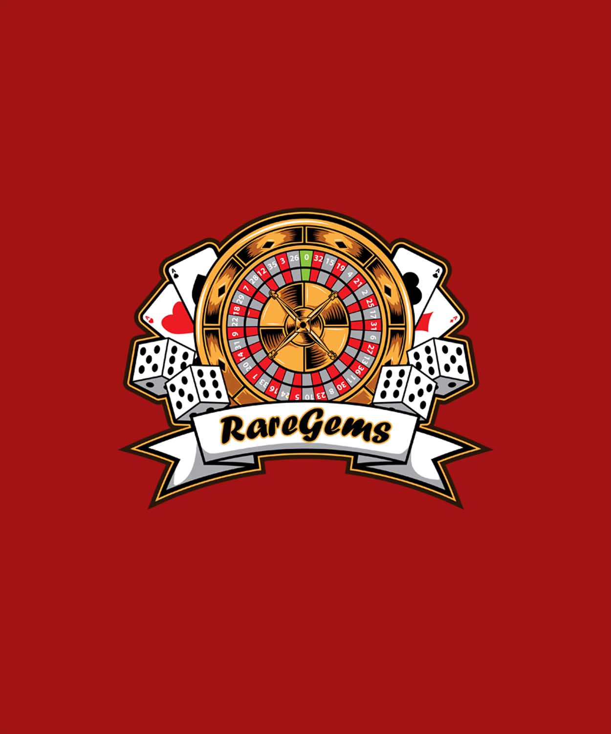 Red Round Neck Roulette And Dice Printed Full Sleeves T-Shirt
