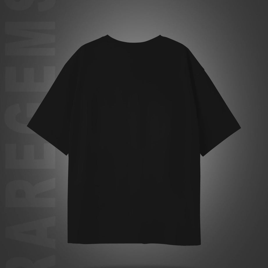 Black Half Sleeve Round Neck One Spooky Engineer Printed Oversized T-Shirt