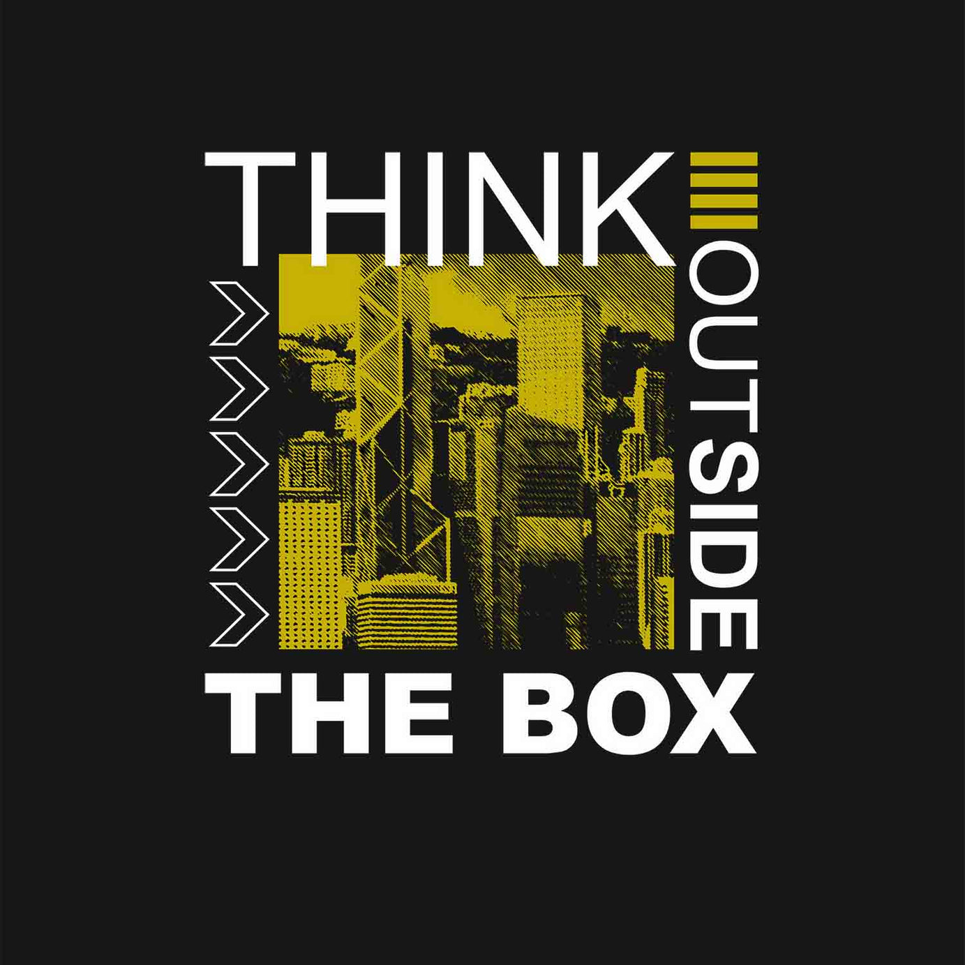 Black Half Sleeve Round Neck Think Outside The Box Printed Oversized T-Shirt