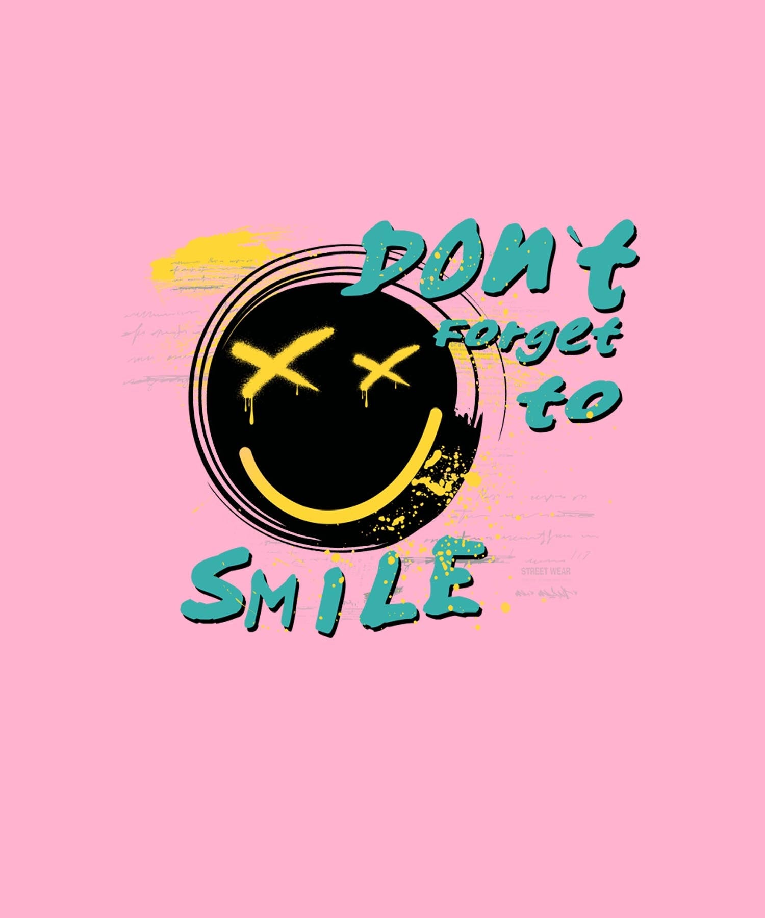 Pink Half Sleeve Don't Forget To Smile Printed Oversized T-Shirt