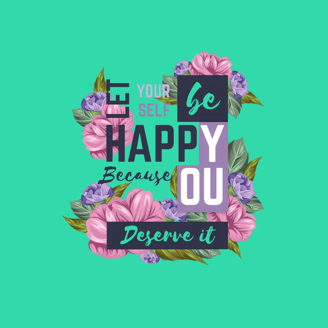 Mint Green Half Sleeve Round Neck Be Happy Printed Regular T-Shirt