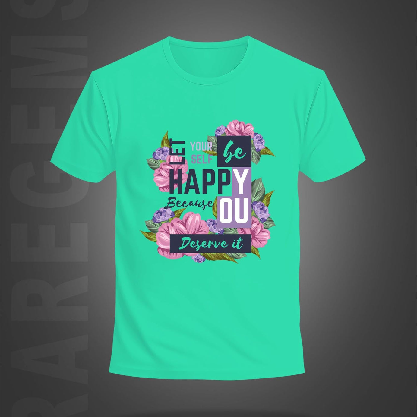Mint Green Half Sleeve Round Neck Be Happy Printed Regular T-Shirt