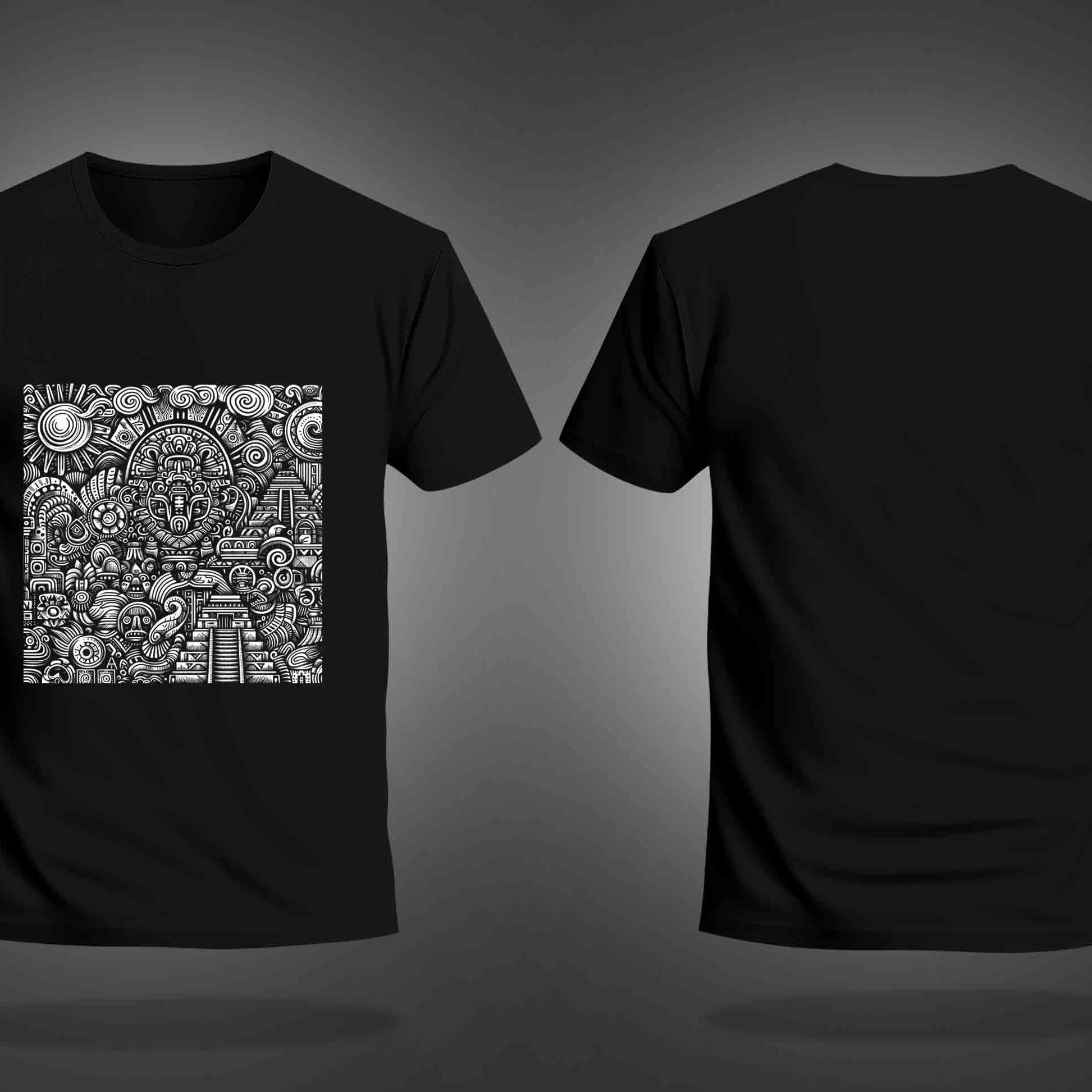 Black Half Sleeve Round Neck Mysterious Symbols Printed Regular T-Shirt