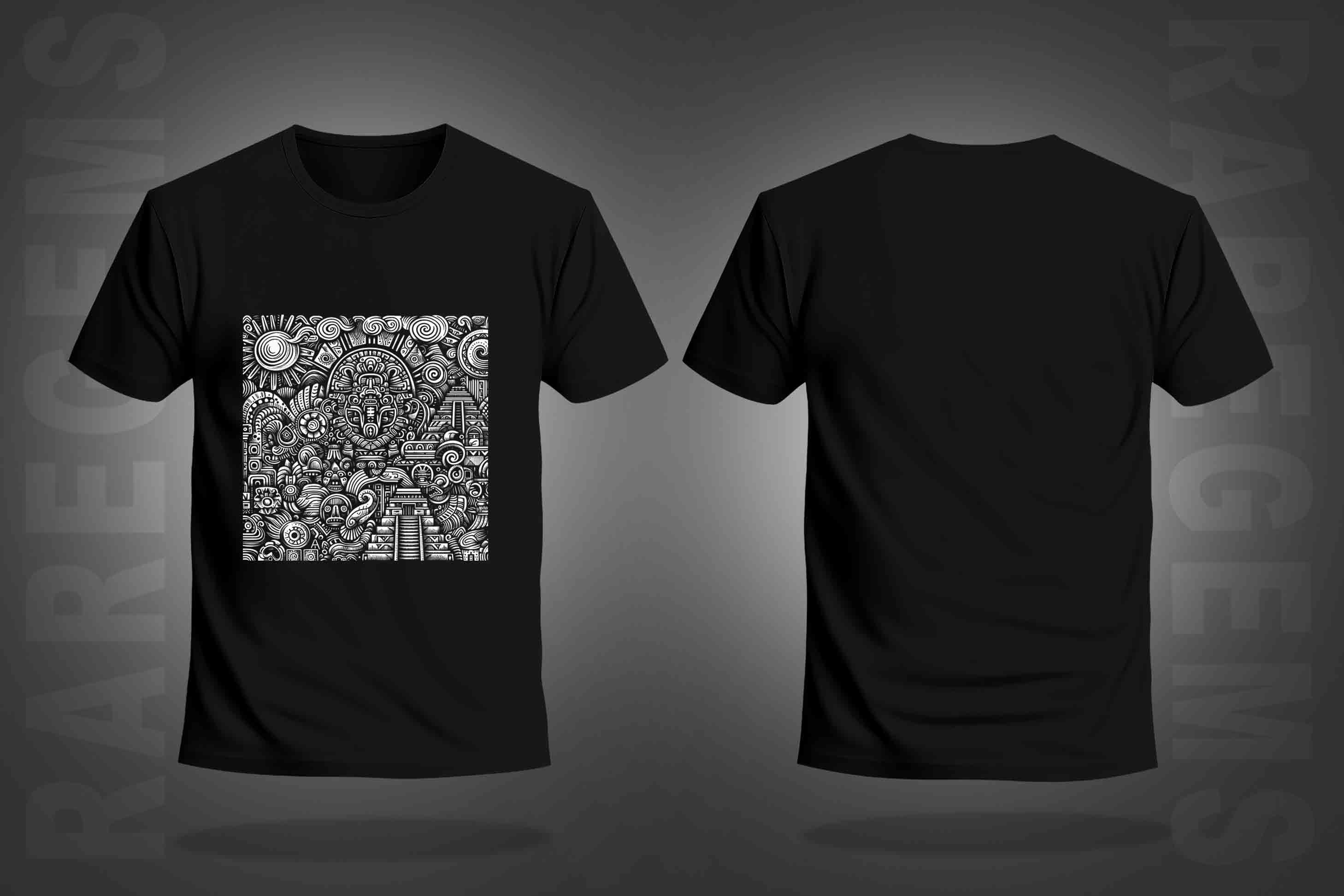 Black Half Sleeve Round Neck Mysterious Symbols Printed Regular T-Shirt