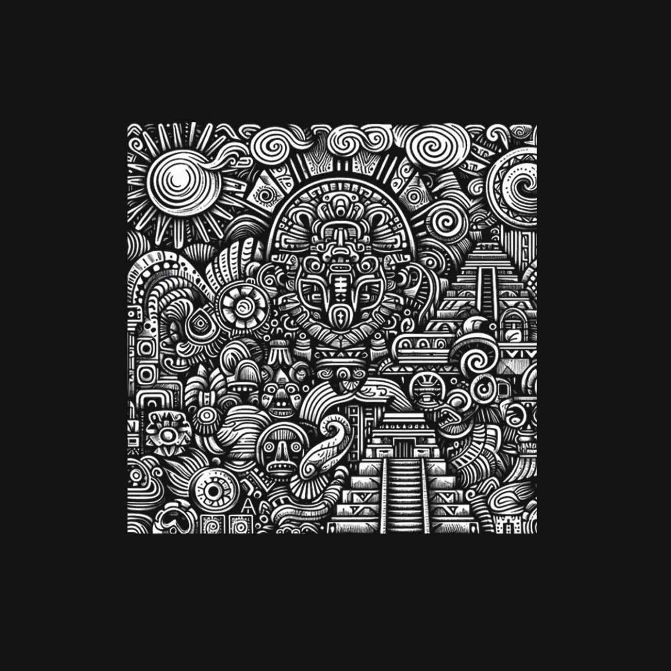 Black Half Sleeve Round Neck Mysterious Symbols Printed Regular T-Shirt