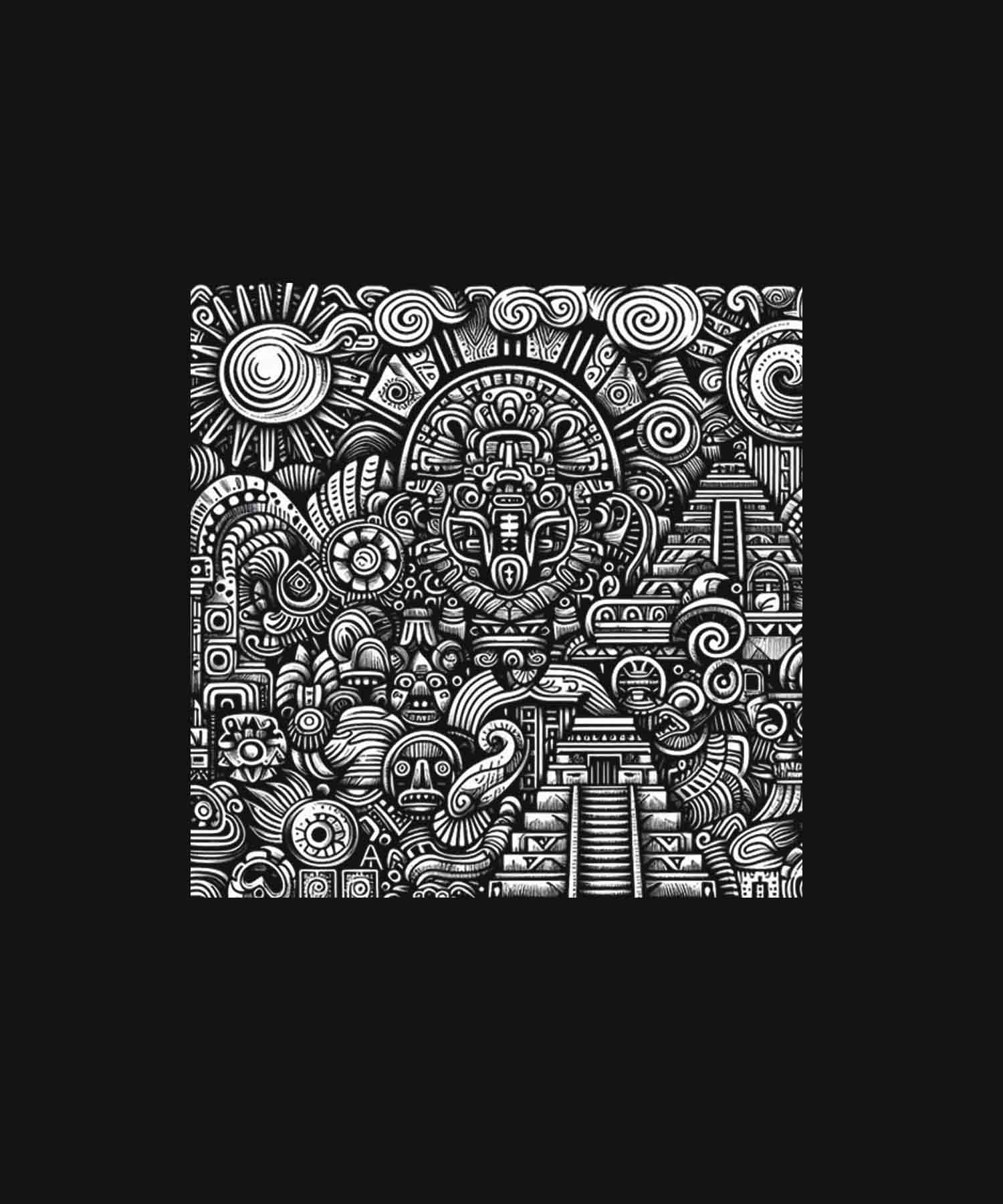 Black Half Sleeve Round Neck Mysterious Symbols Printed Regular T-Shirt