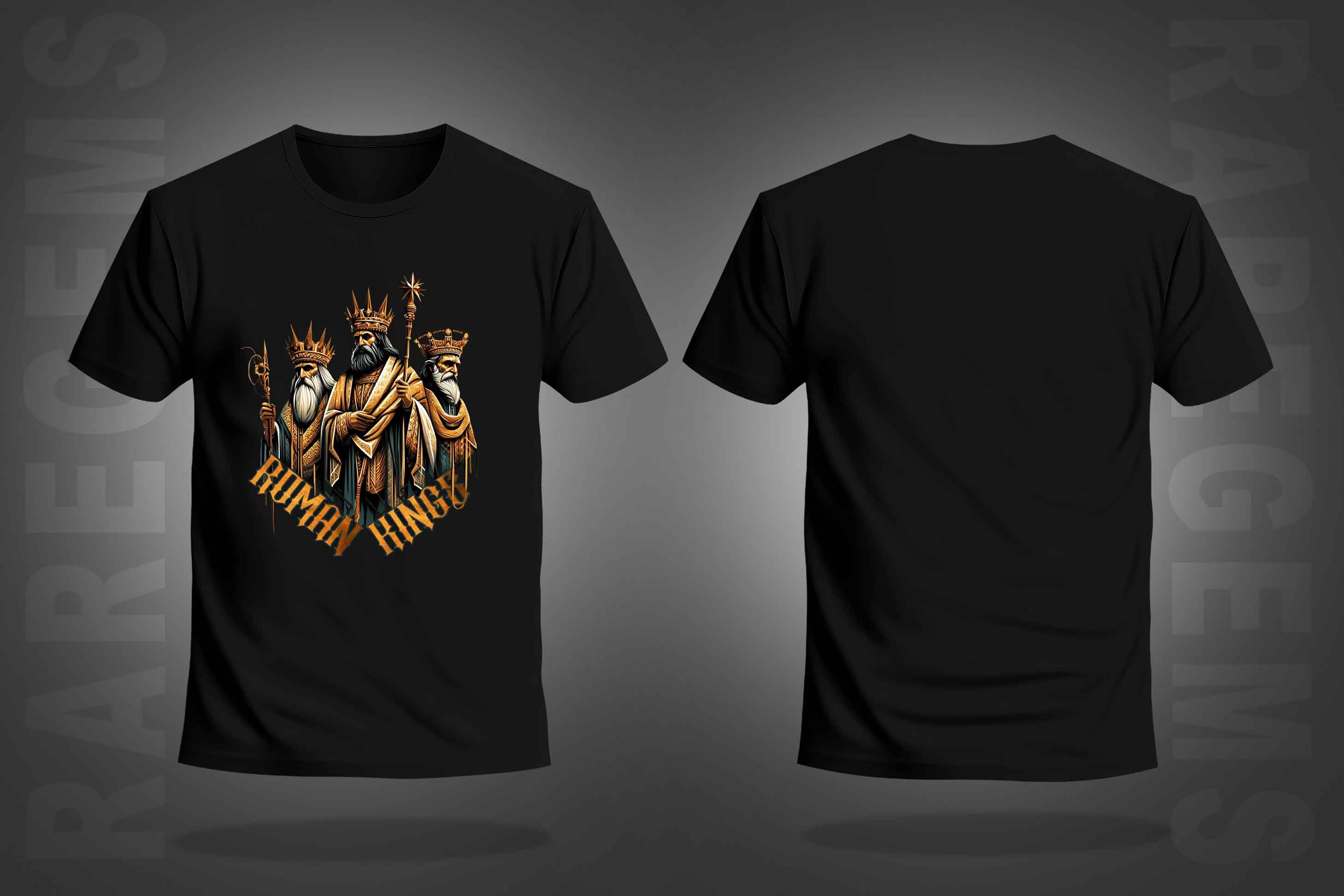 Black Half Sleeve Round Neck Roman Kings Printed Regular T-Shirt