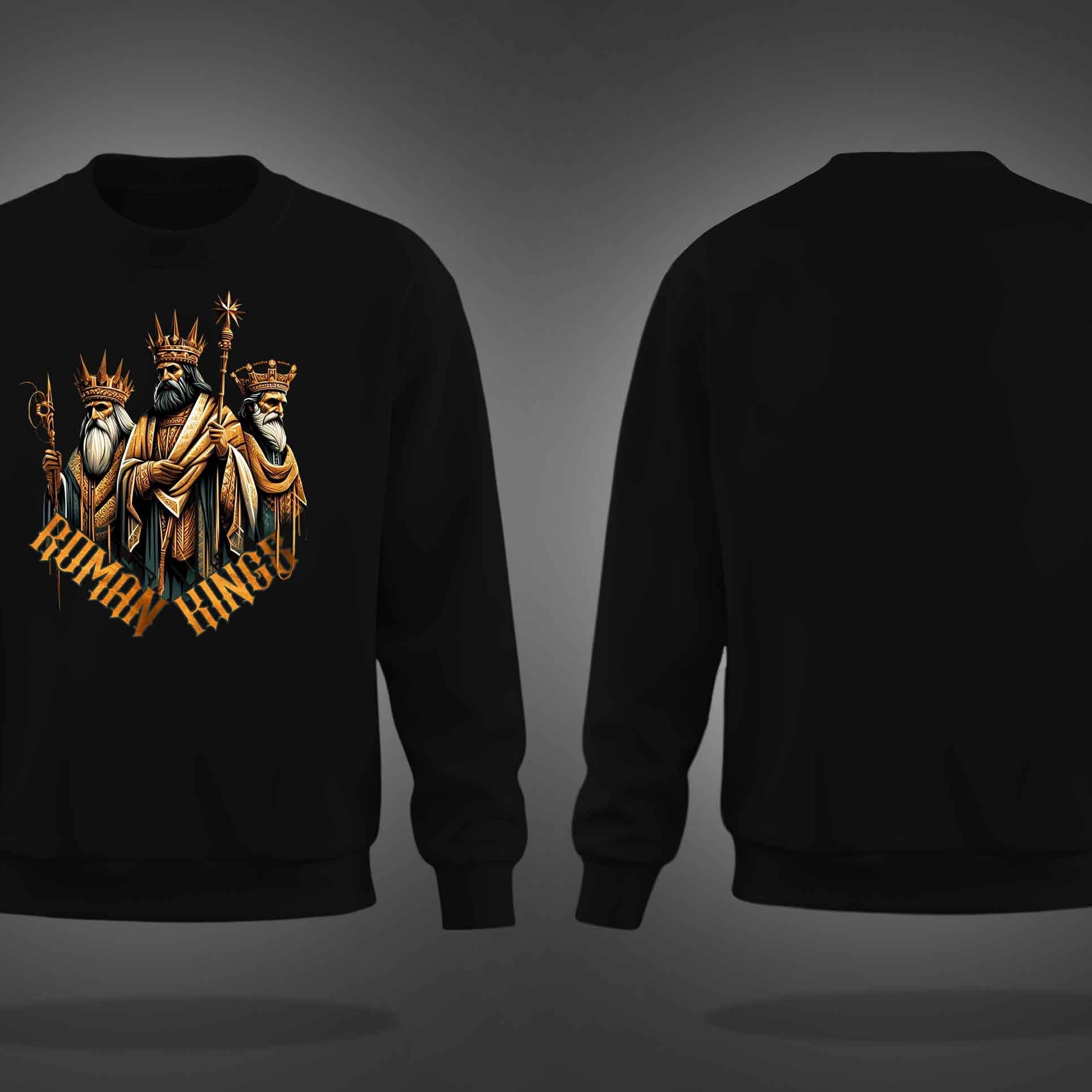 Black Round Neck Roman Kings Printed Sweatshirt
