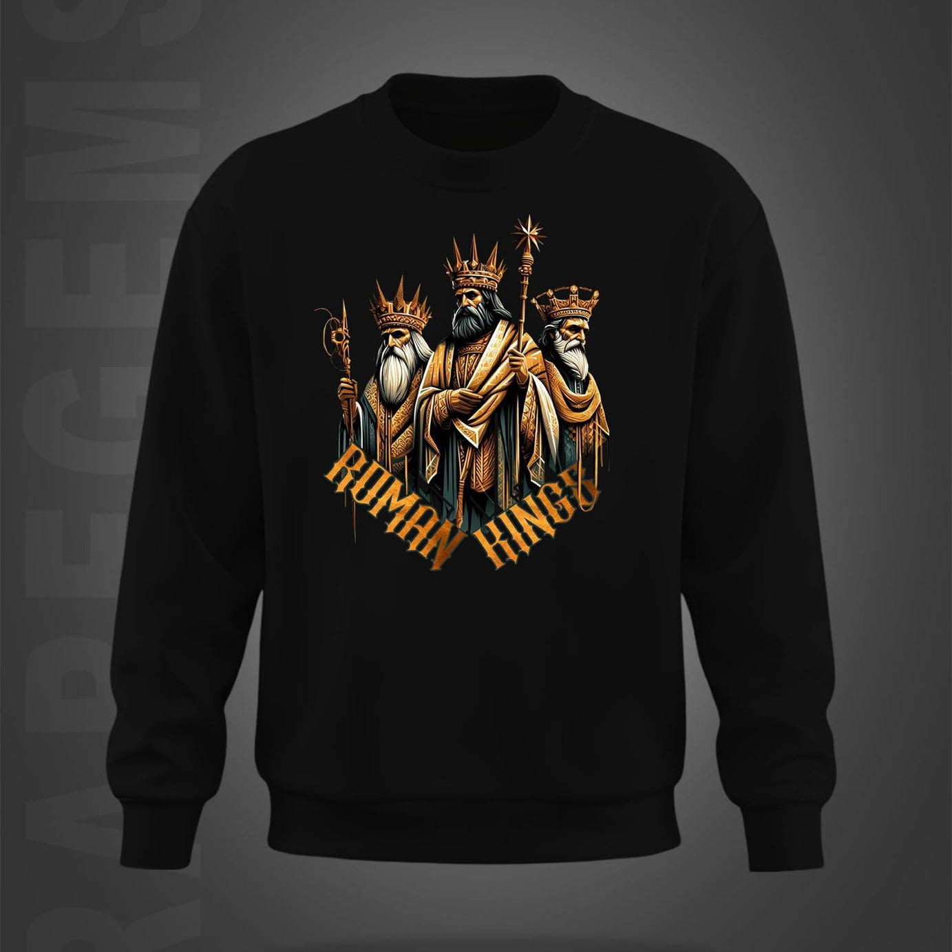 Black Round Neck Roman Kings Printed Sweatshirt