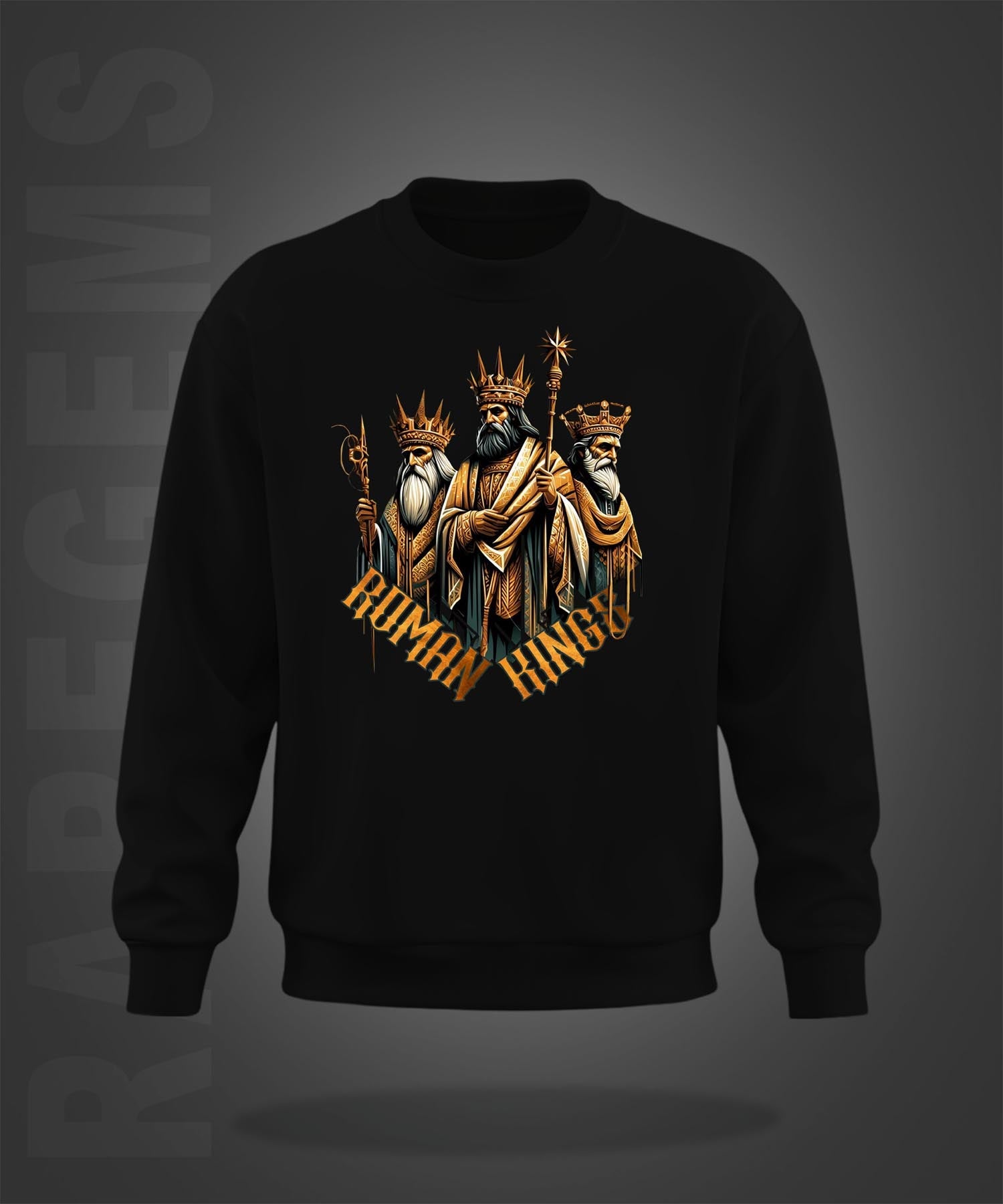 Black Round Neck Roman Kings Printed Sweatshirt