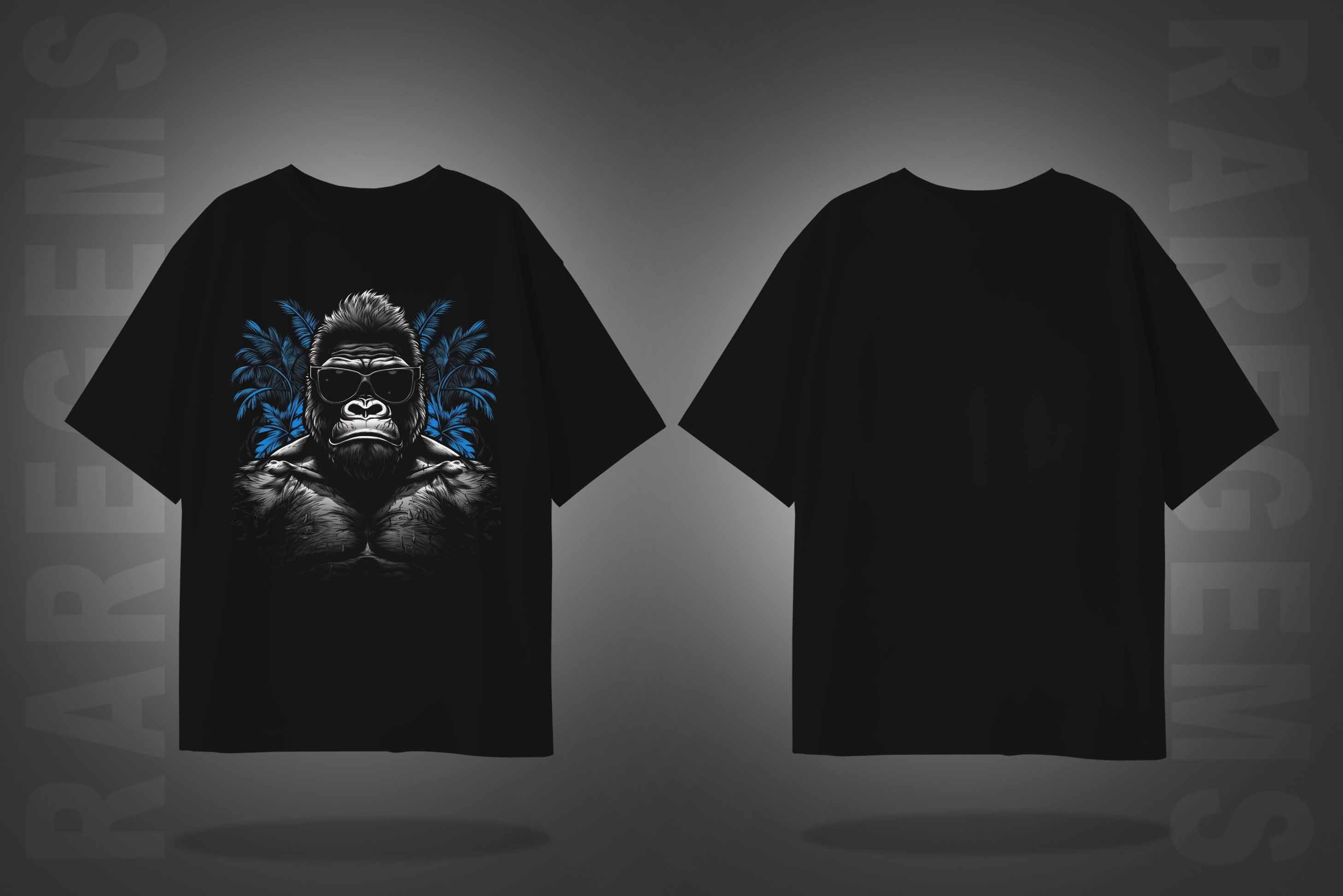 Black Half Sleeve Round Neck Cool Gorilla Printed Oversized T-Shirt