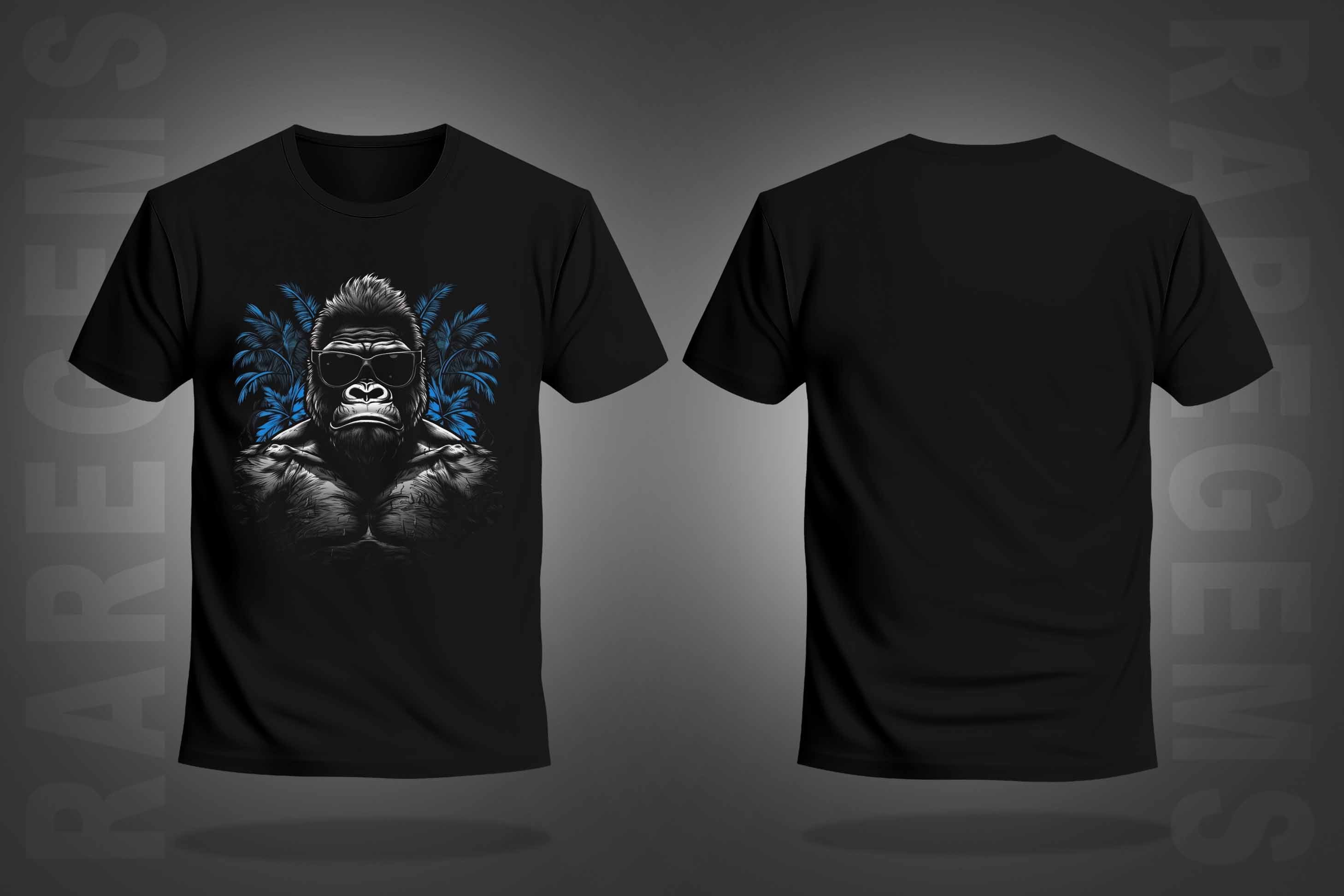 Black Half Sleeve Round Neck Cool Gorilla Printed Regular T-Shirt