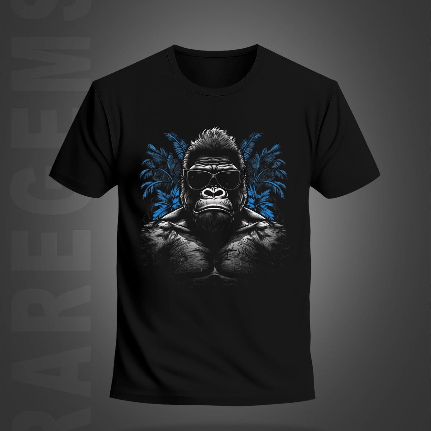 Black Half Sleeve Round Neck Cool Gorilla Printed Regular T-Shirt