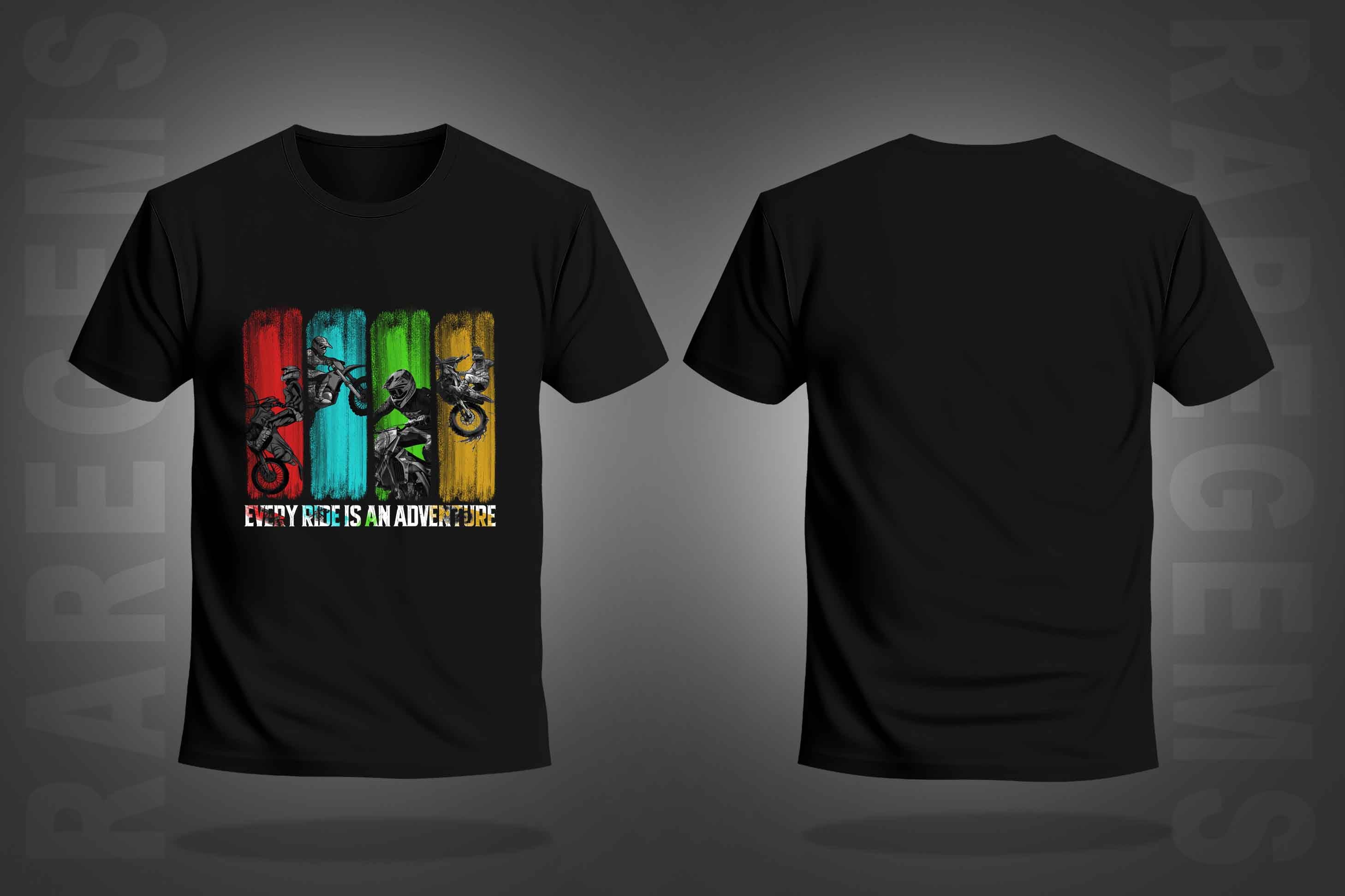 Black Half Sleeve Round Neck Four Bikers Printed Regular T-Shirt
