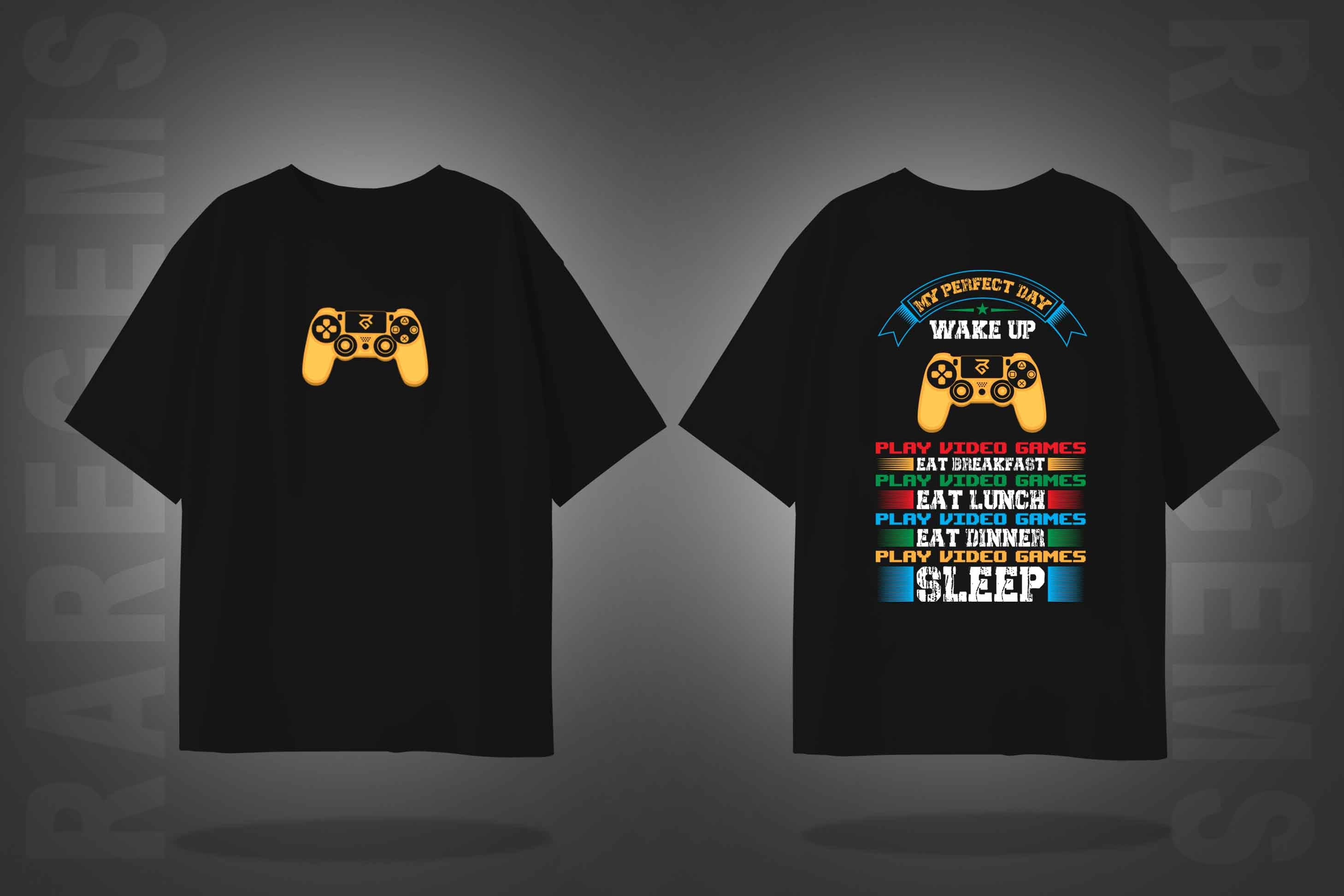 Black Half Sleeve Round Neck Gaming Remote Printed Oversized T-Shirt